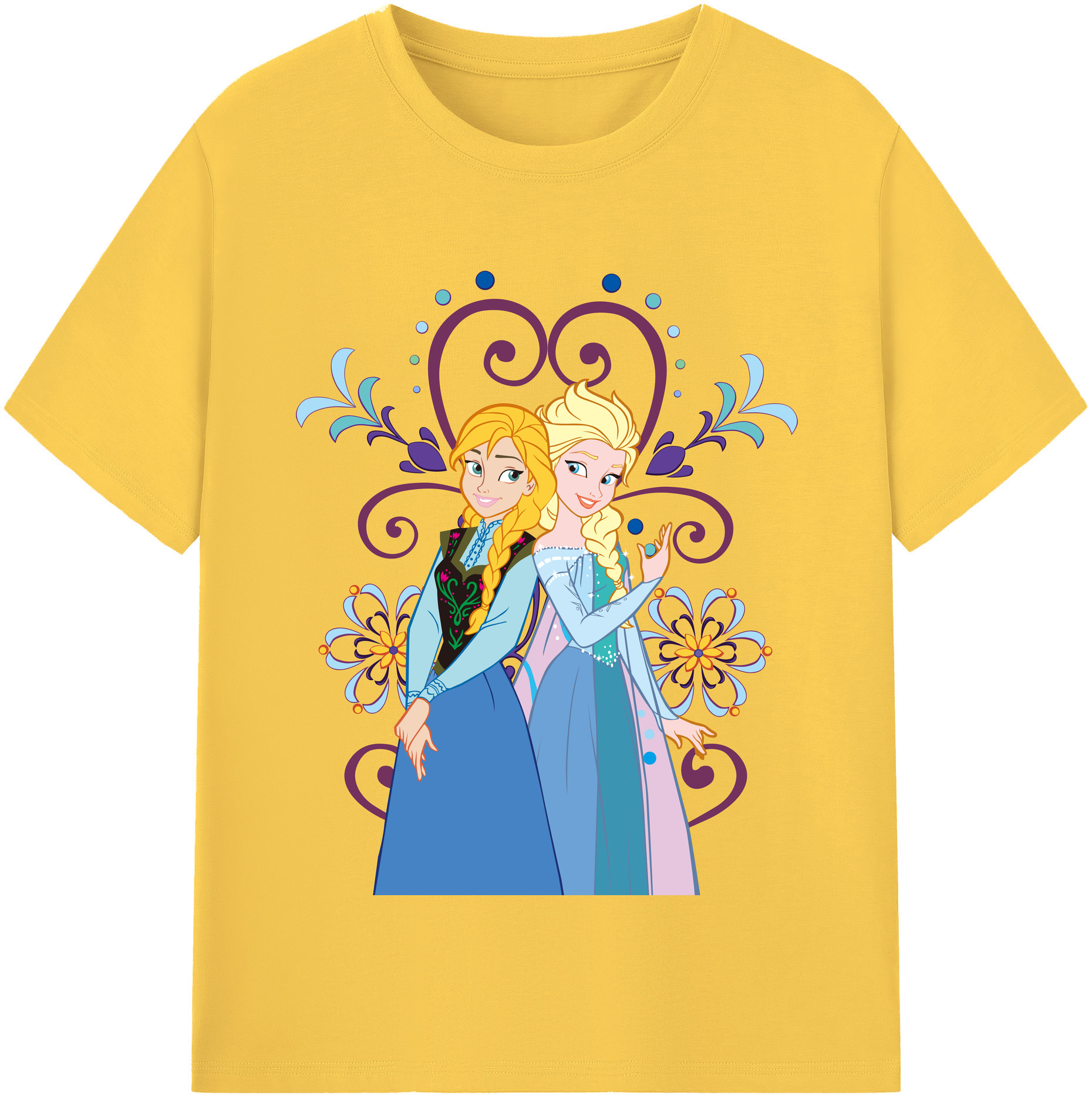 （画像用） アナと雪の女王 アンナ エルサ Frozen Anna Elsa 綿100％半袖Tシャツ（フロントプリント）