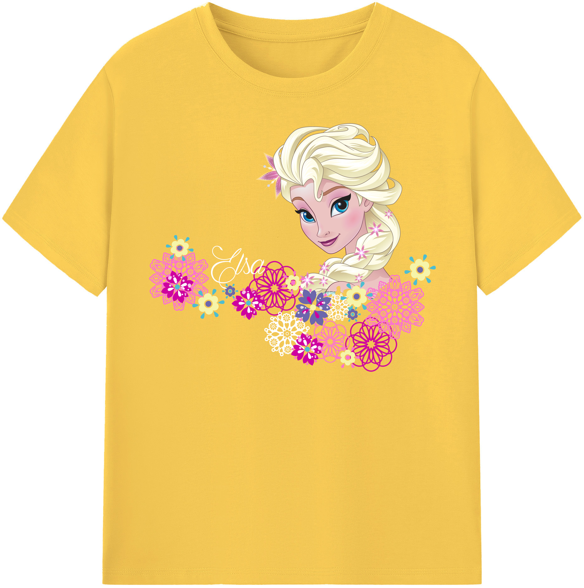 （画像用） アナと雪の女王 アンナ エルサ Frozen Anna Elsa 綿100％半袖Tシャツ（フロントプリント）