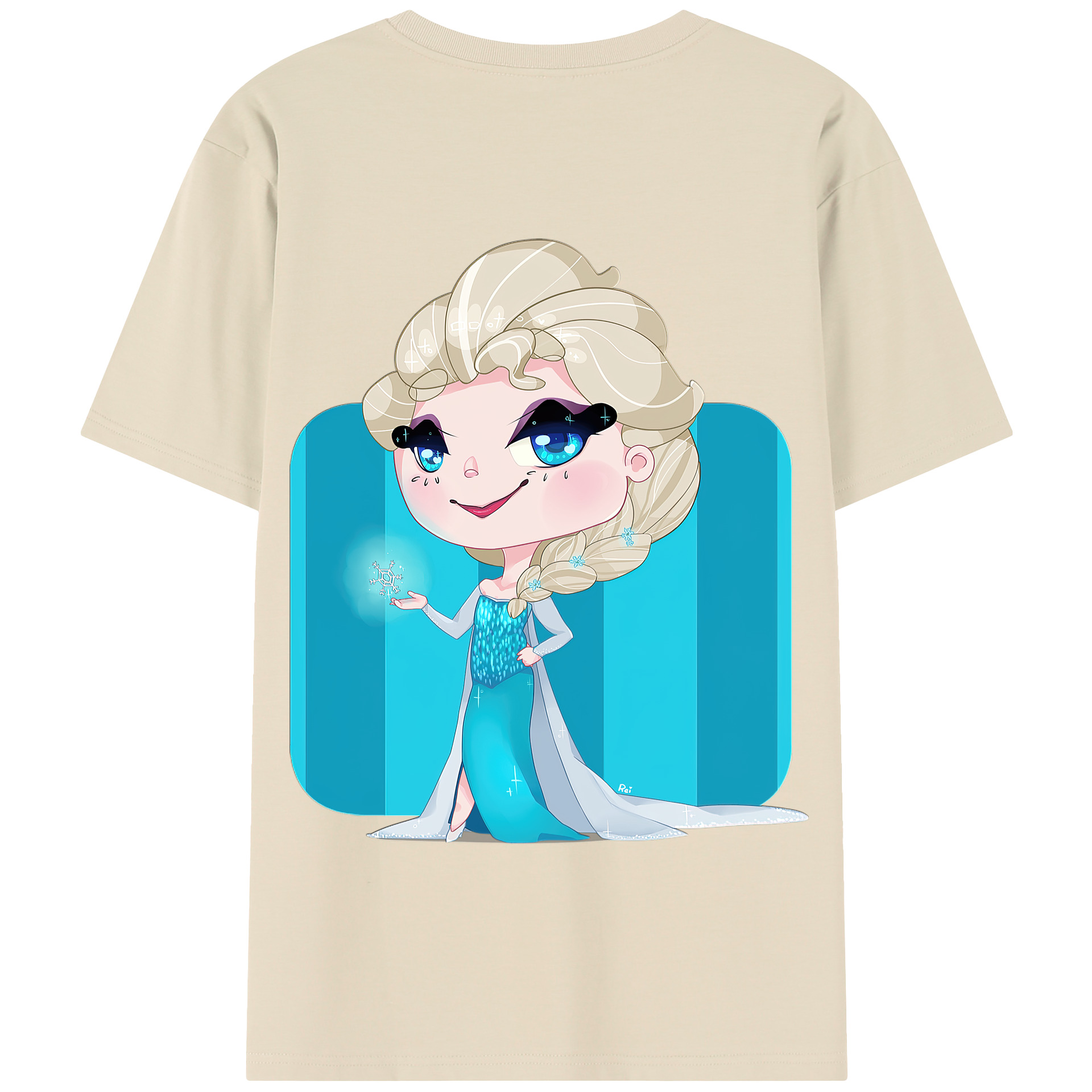 （画像用） アナと雪の女王 アンナ エルサ Frozen Anna Elsa 綿100％半袖Tシャツ（背面プリント）