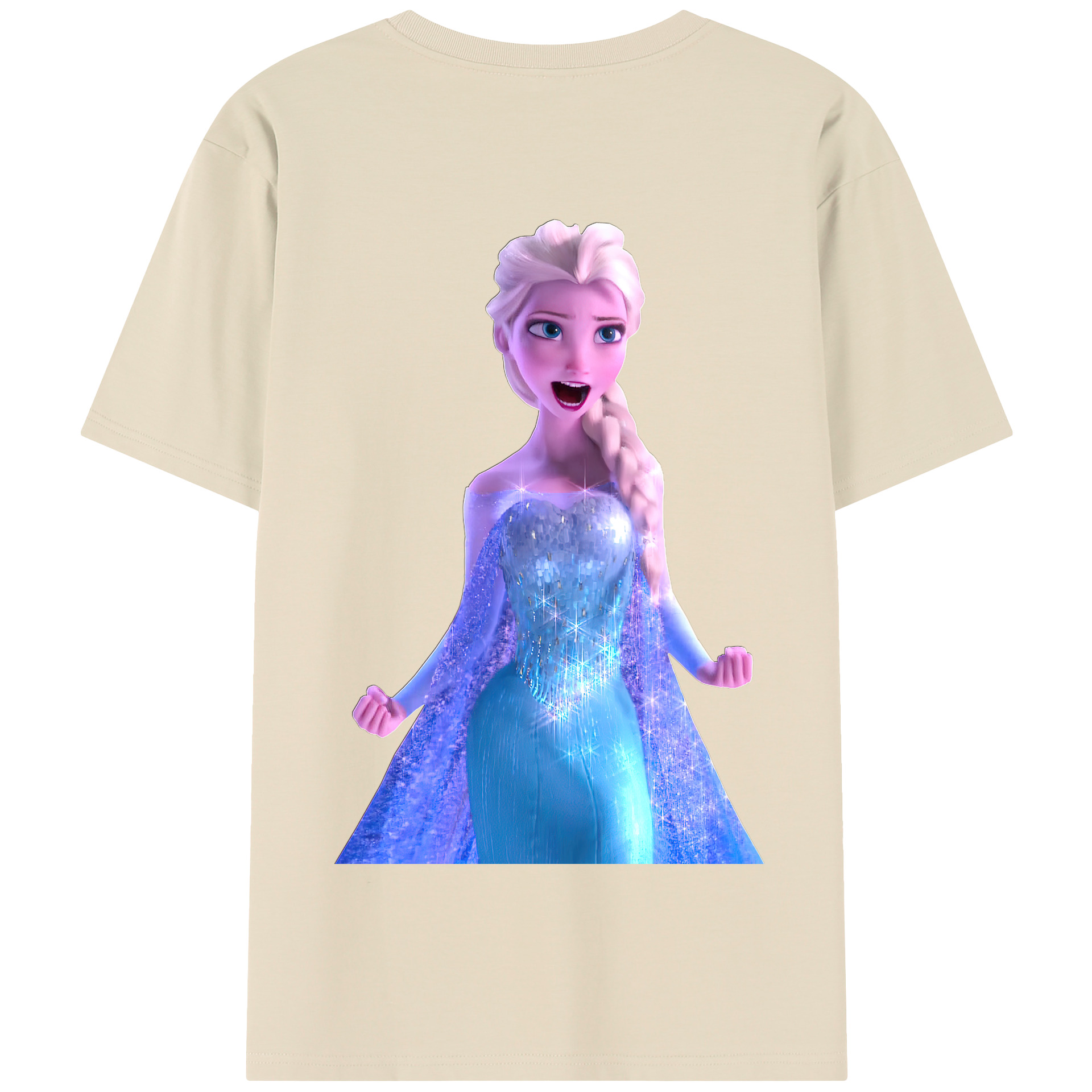 （画像用） アナと雪の女王 アンナ エルサ Frozen Anna Elsa 綿100％半袖Tシャツ（背面プリント）
