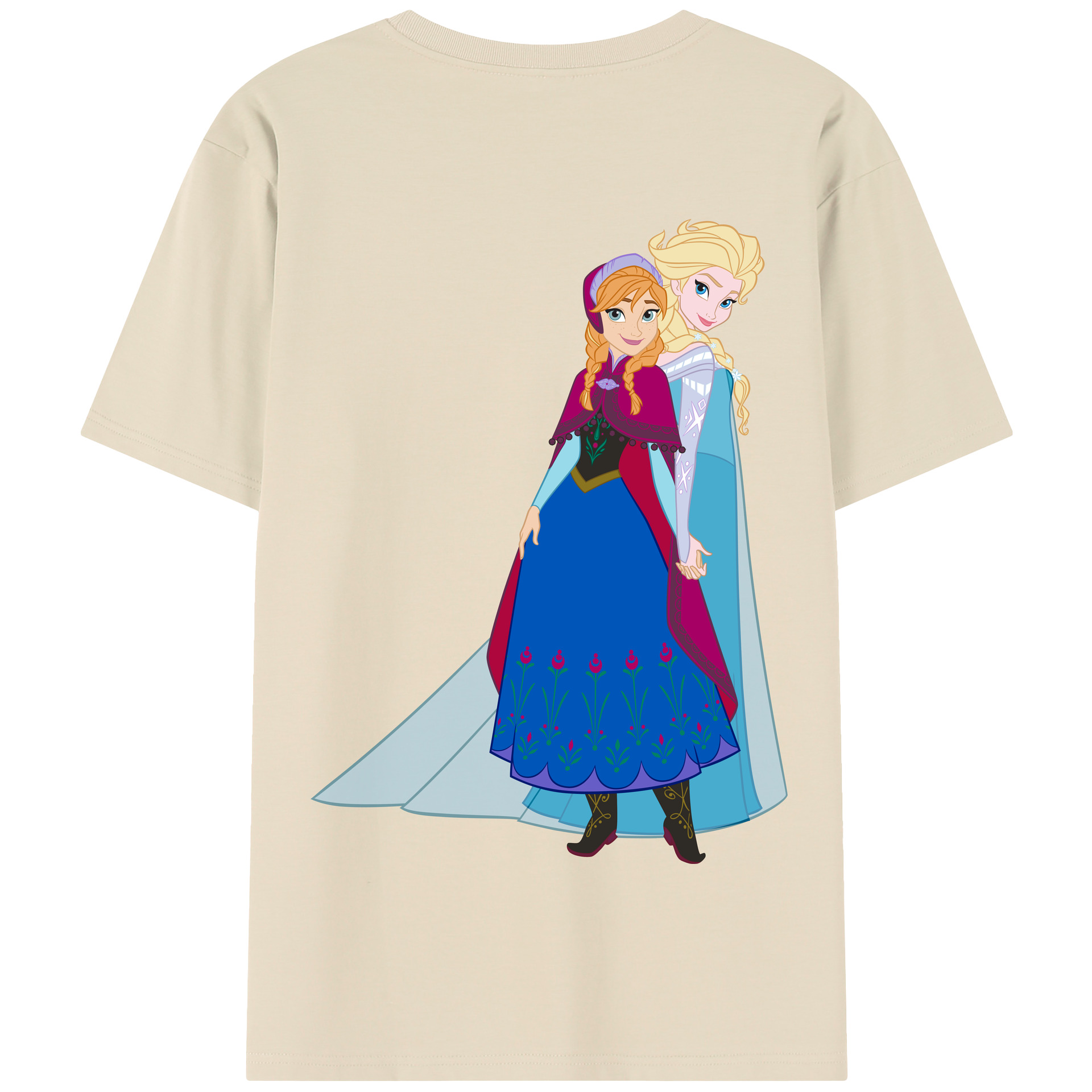 （画像用） アナと雪の女王 アンナ エルサ Frozen Anna Elsa 綿100％半袖Tシャツ（背面プリント）