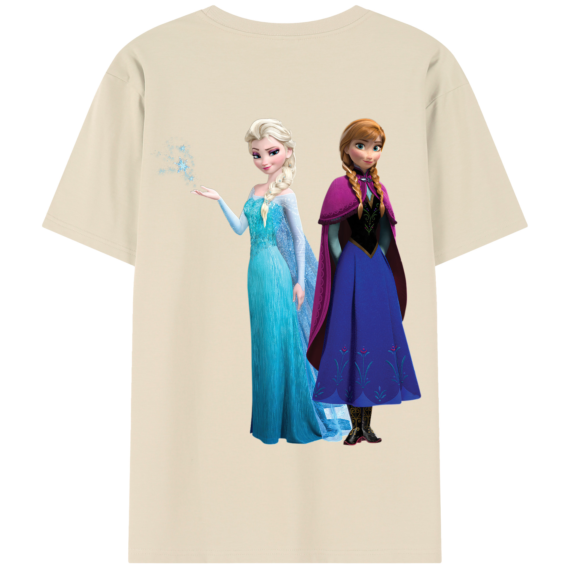 （画像用） アナと雪の女王 アンナ エルサ Frozen Anna Elsa 綿100％半袖Tシャツ（背面プリント）