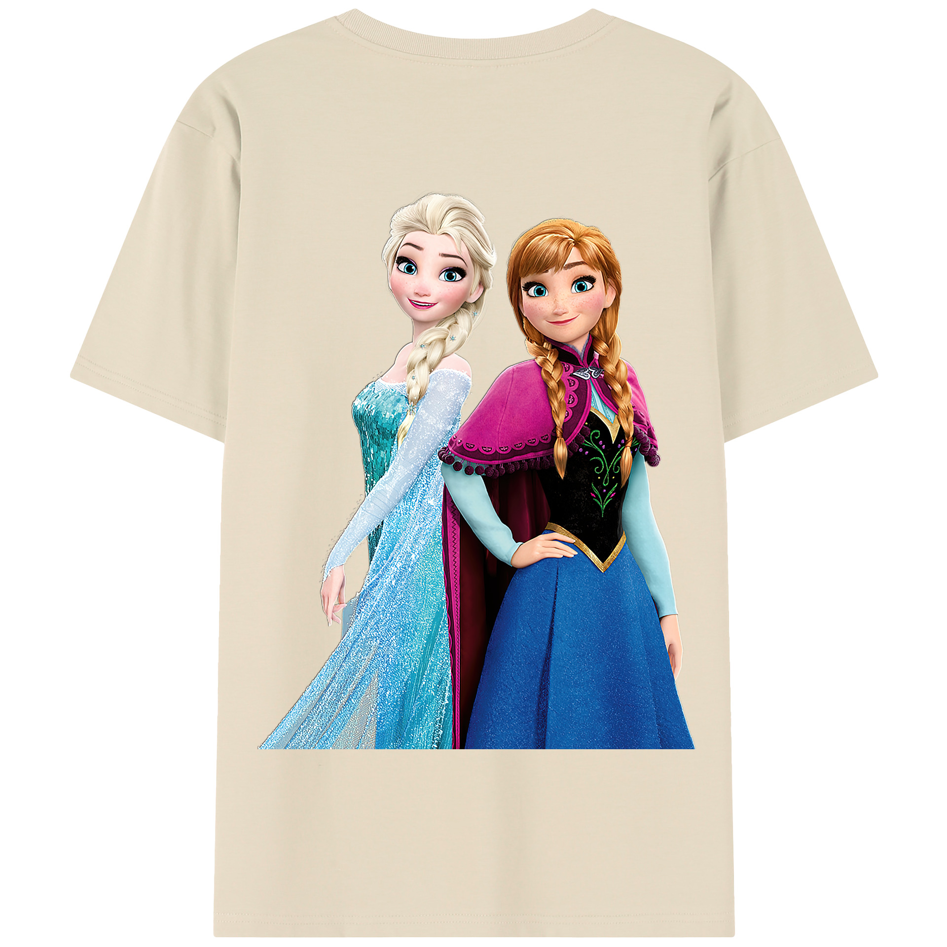 （画像用） アナと雪の女王 アンナ エルサ Frozen Anna Elsa 綿100％半袖Tシャツ（背面プリント）