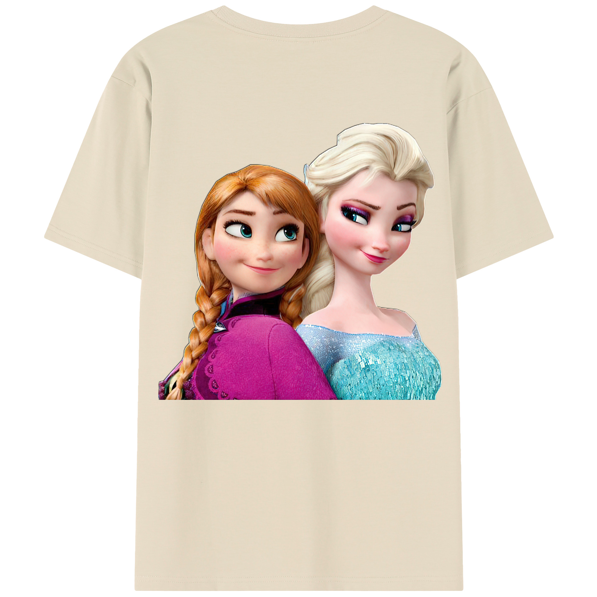 （画像用） アナと雪の女王 アンナ エルサ Frozen Anna Elsa 綿100％半袖Tシャツ（背面プリント）