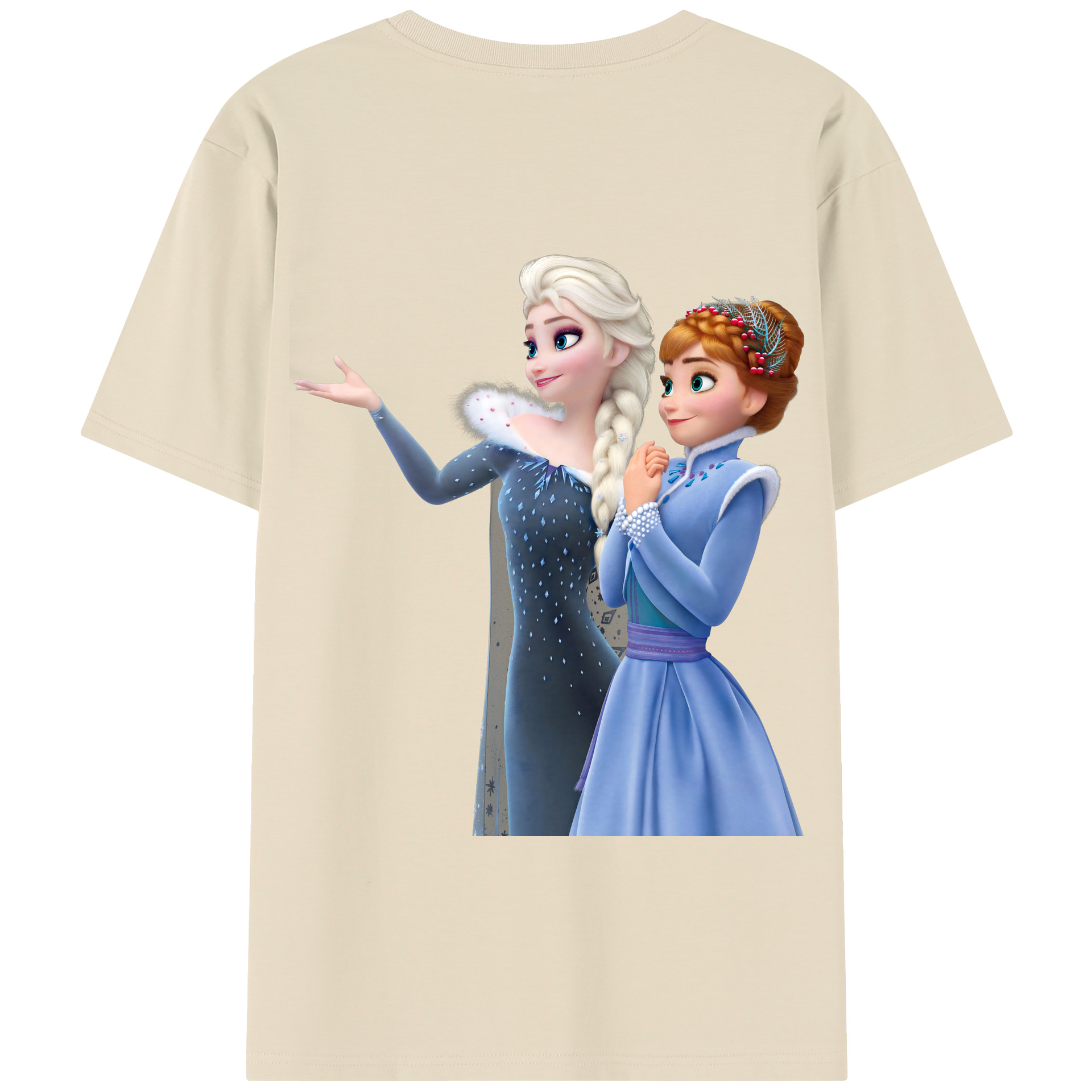 （画像用） アナと雪の女王 アンナ エルサ Frozen Anna Elsa 綿100％半袖Tシャツ（背面プリント）