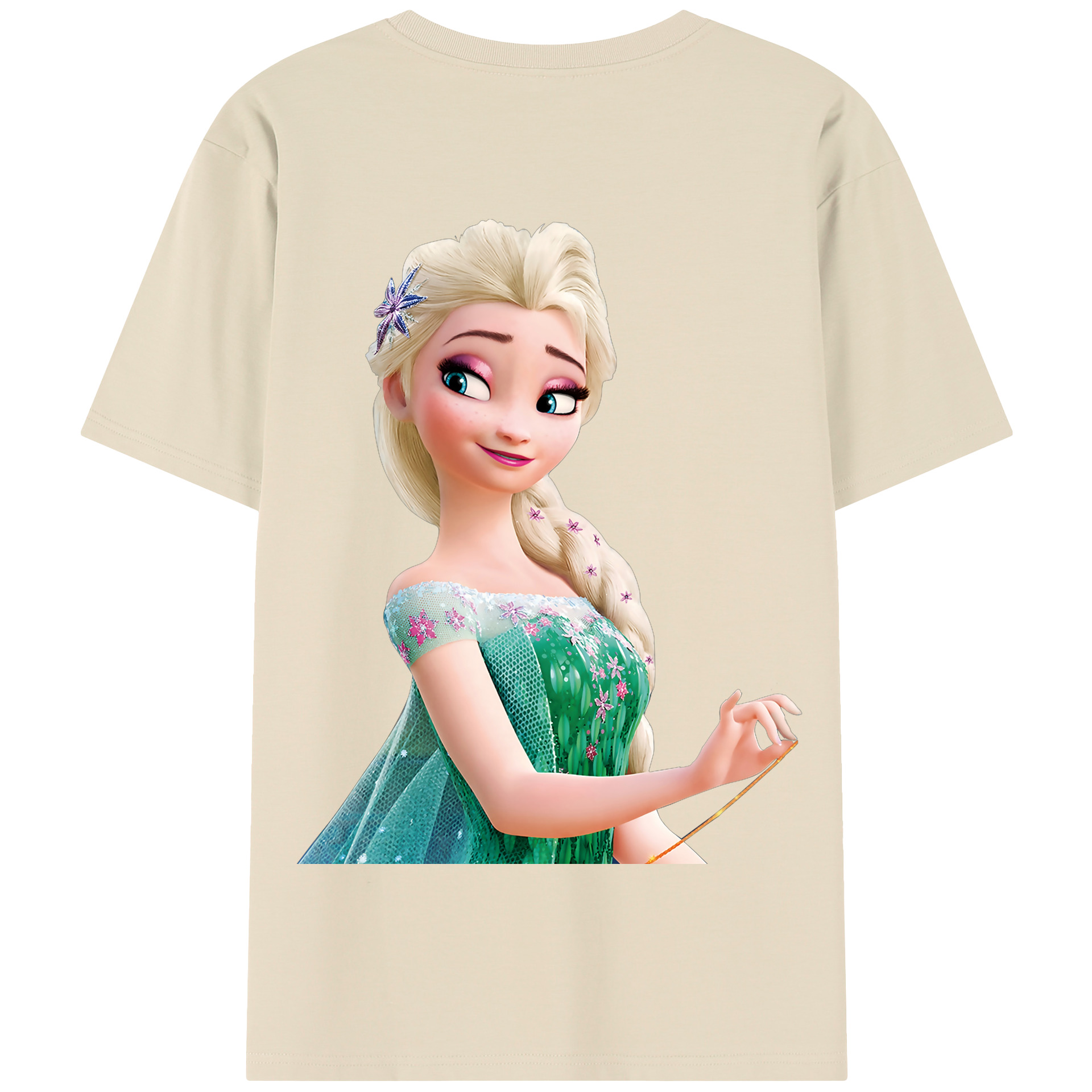 （画像用） アナと雪の女王 アンナ エルサ Frozen Anna Elsa 綿100％半袖Tシャツ（背面プリント）