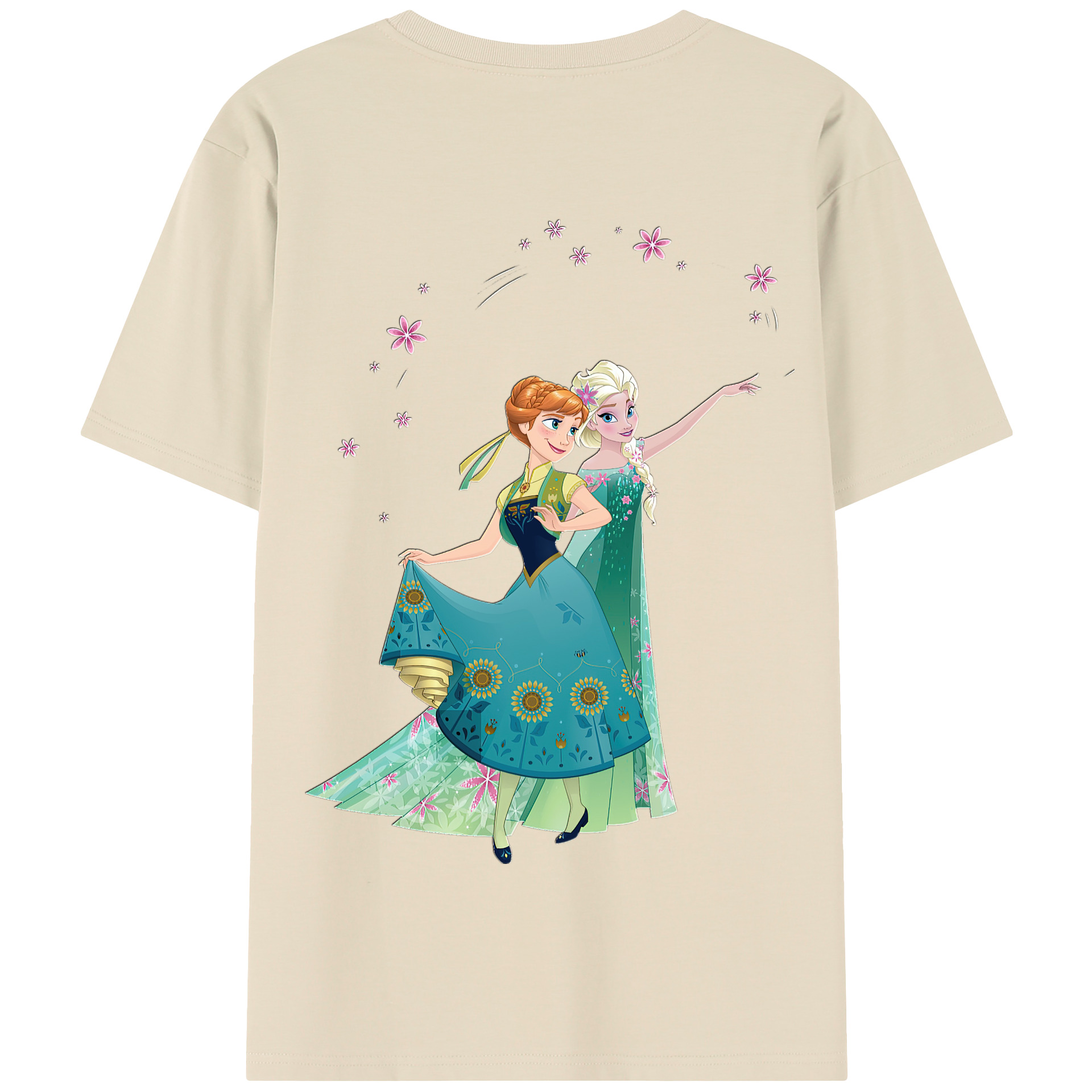 （画像用） アナと雪の女王 アンナ エルサ Frozen Anna Elsa 綿100％半袖Tシャツ（背面プリント）