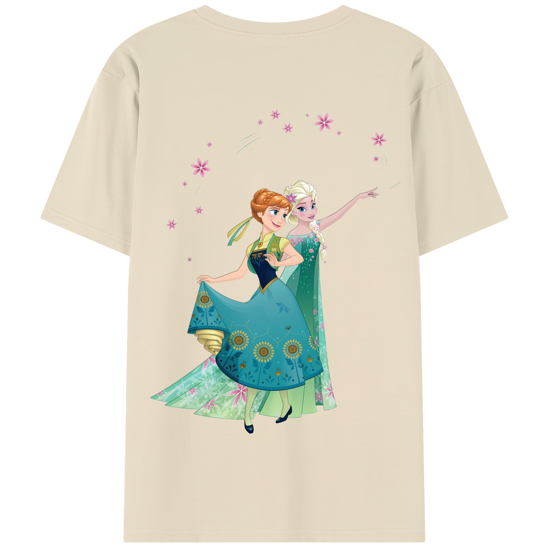 （画像用） アナと雪の女王 アンナ エルサ Frozen Anna Elsa 綿100％半袖Tシャツ（背面プリント）