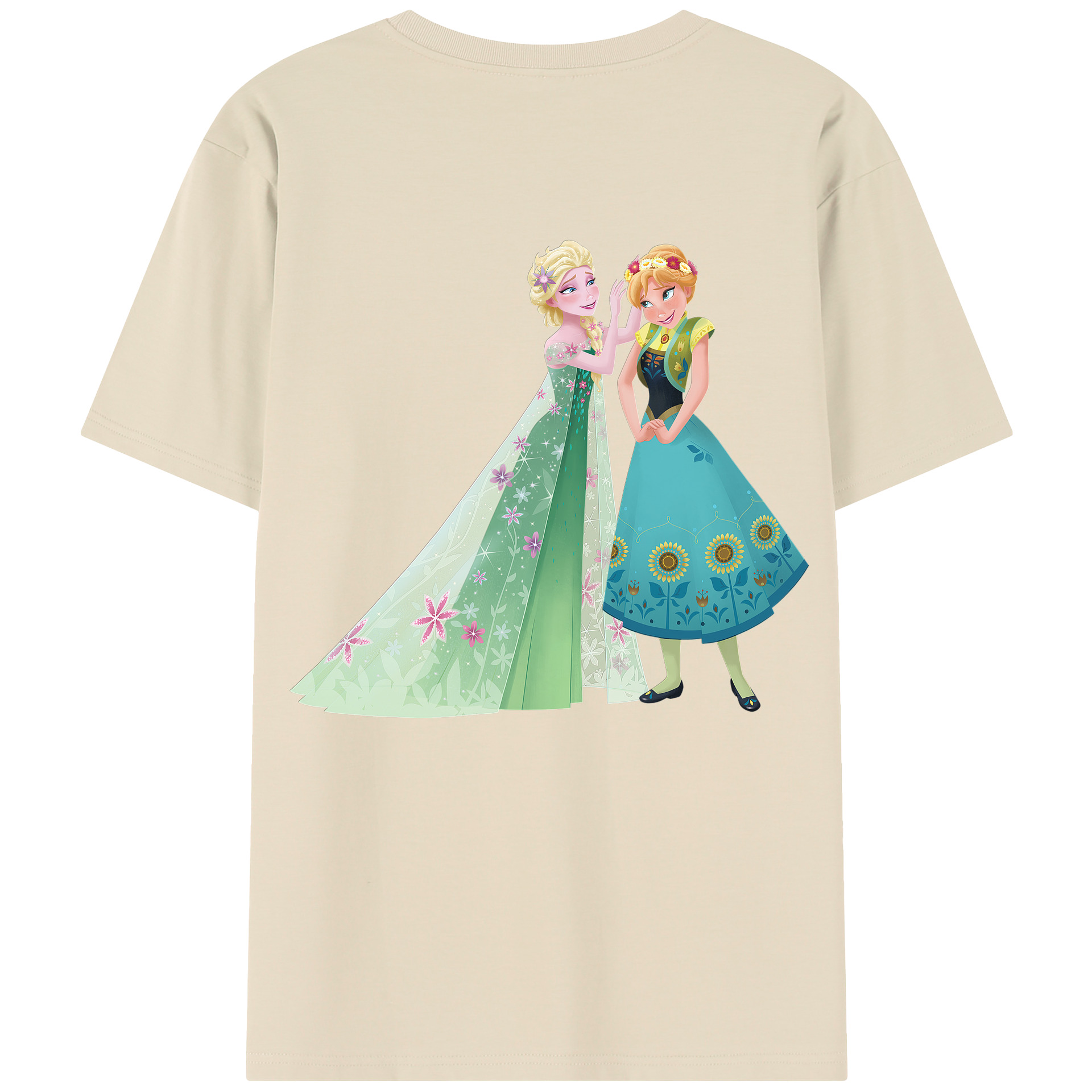 （画像用） アナと雪の女王 アンナ エルサ Frozen Anna Elsa 綿100％半袖Tシャツ（背面プリント）