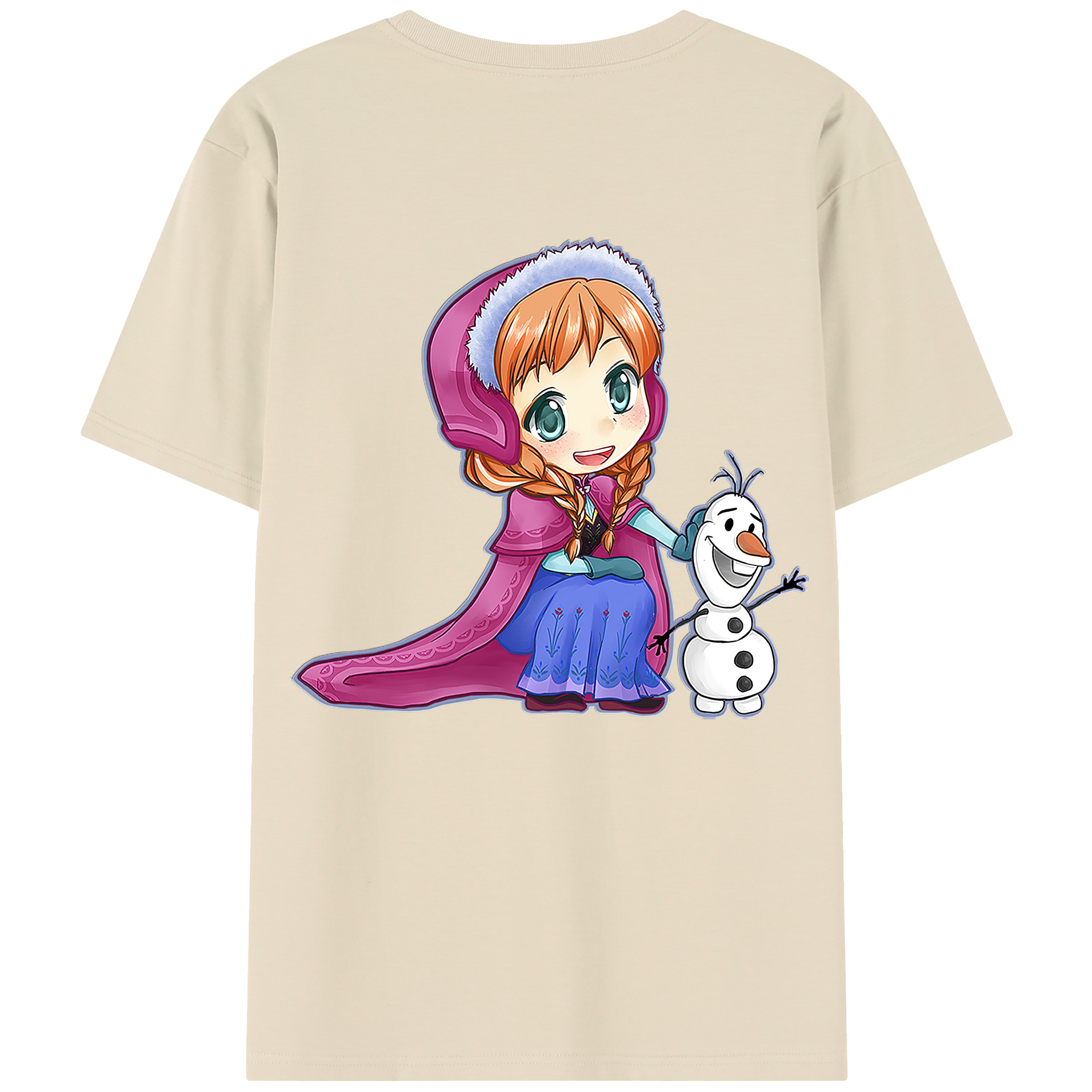 （画像用） アナと雪の女王 アンナ エルサ Frozen Anna Elsa 綿100％半袖Tシャツ（背面プリント）