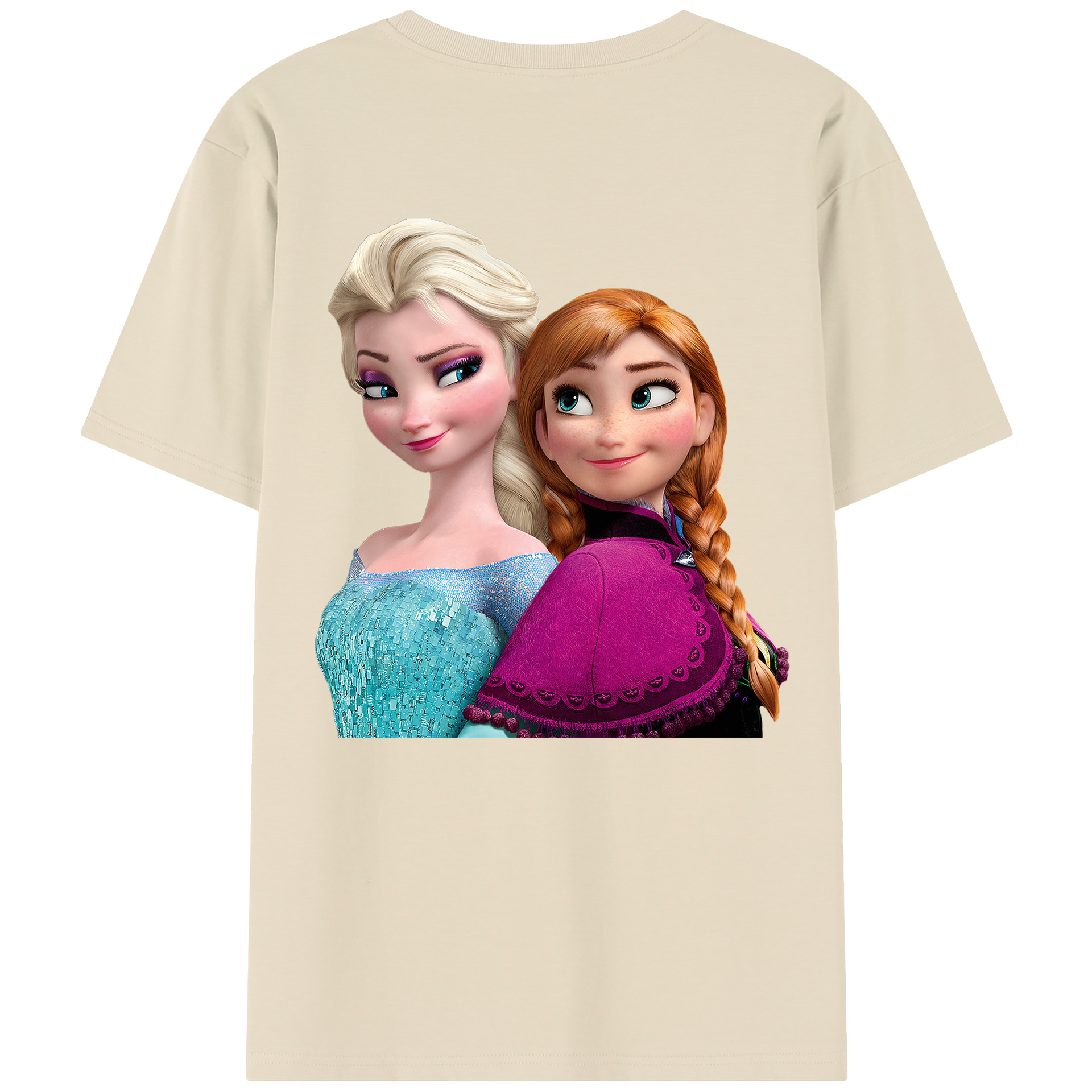 （画像用） アナと雪の女王 アンナ エルサ Frozen Anna Elsa 綿100％半袖Tシャツ（背面プリント）