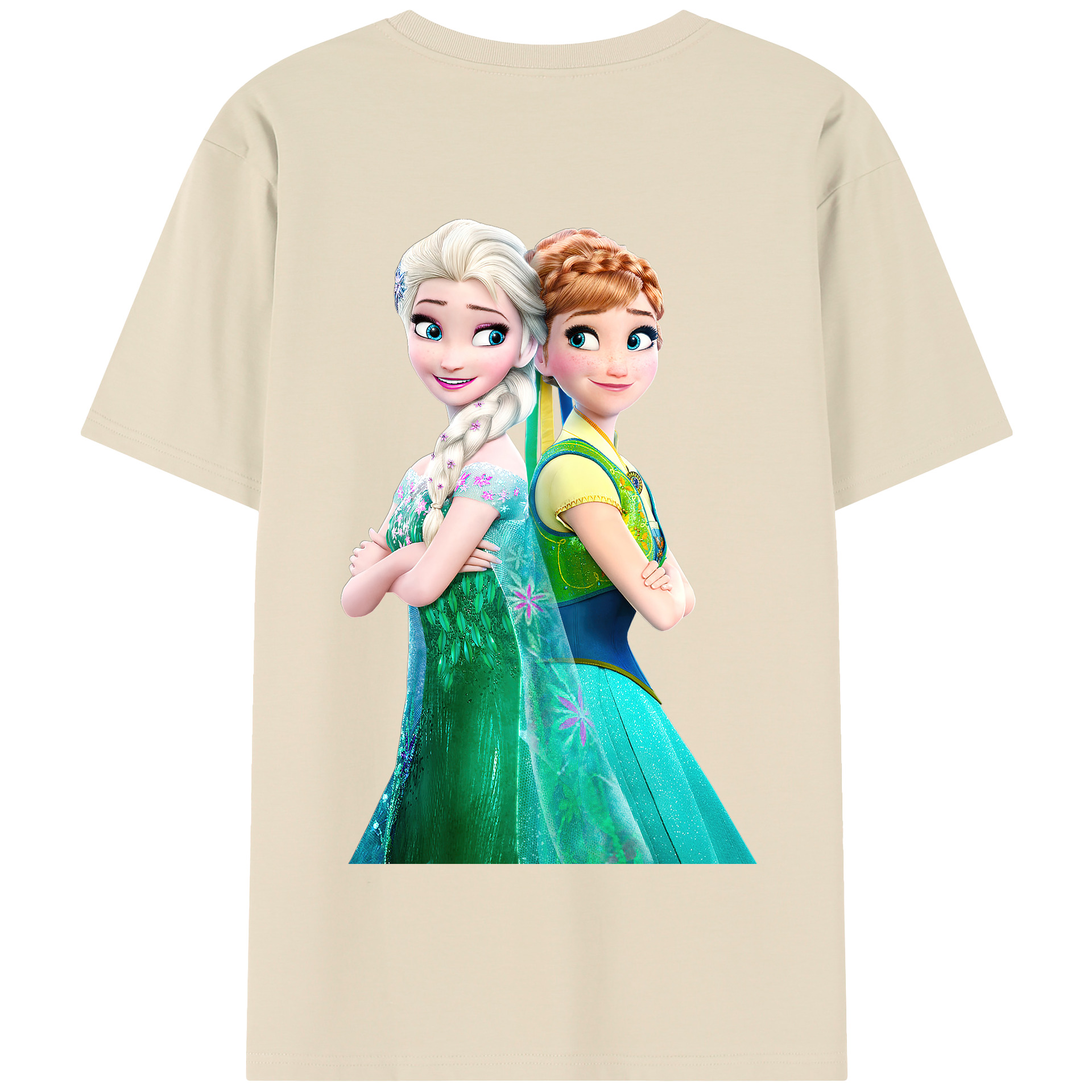 （画像用） アナと雪の女王 アンナ エルサ Frozen Anna Elsa 綿100％半袖Tシャツ（背面プリント）
