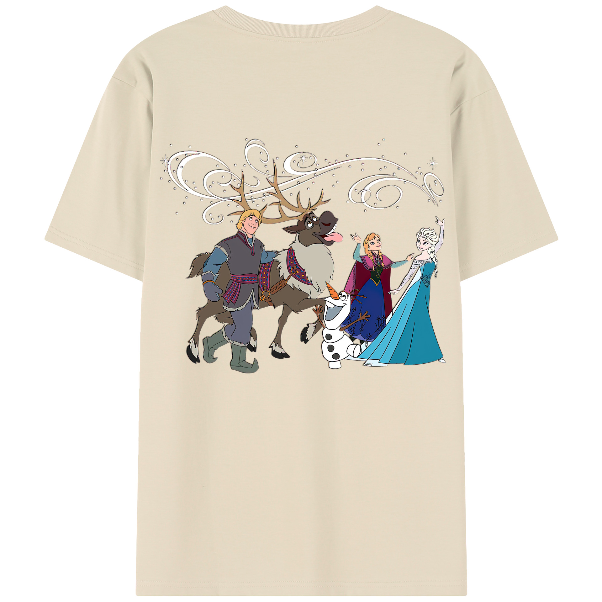 （画像用） アナと雪の女王 アンナ エルサ Frozen Anna Elsa 綿100％半袖Tシャツ（背面プリント）