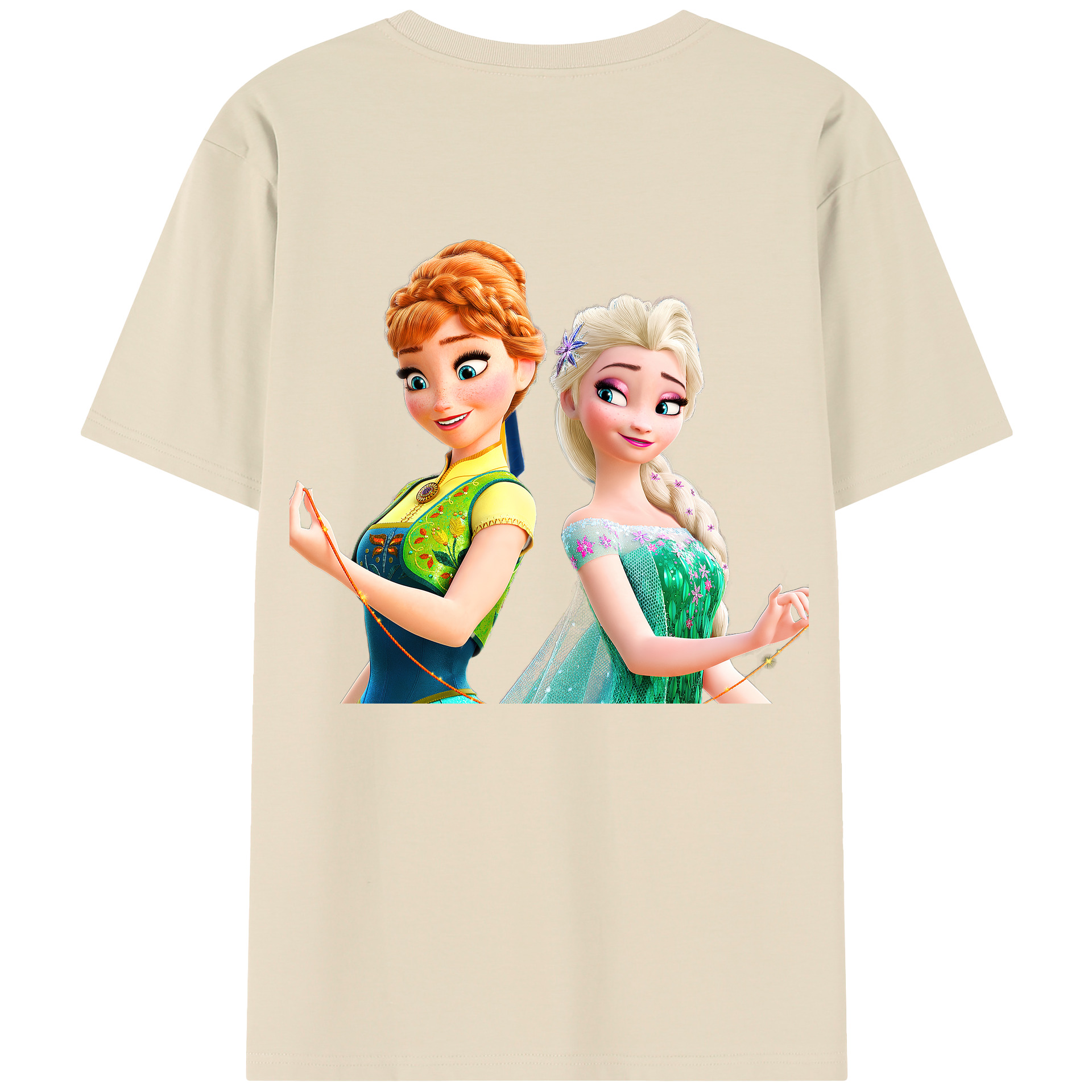 （画像用） アナと雪の女王 アンナ エルサ Frozen Anna Elsa 綿100％半袖Tシャツ（背面プリント）