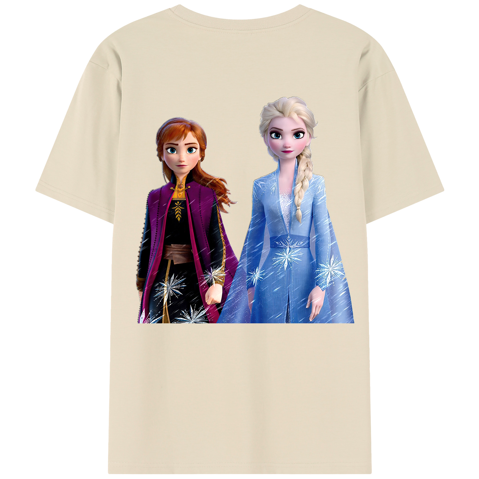 （画像用） アナと雪の女王 アンナ エルサ Frozen Anna Elsa 綿100％半袖Tシャツ（背面プリント）
