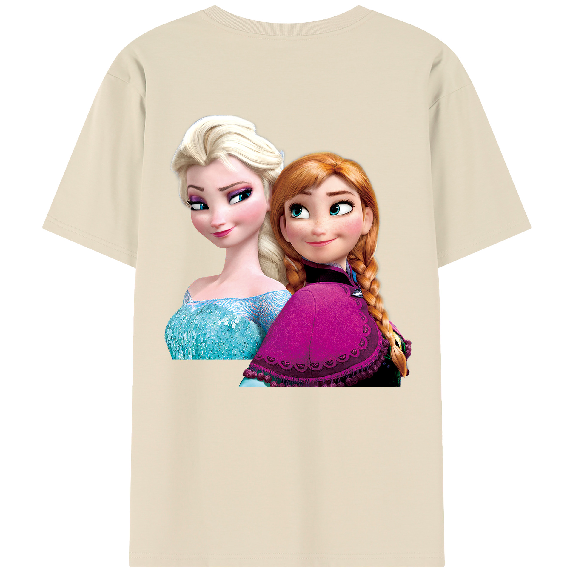 （画像用） アナと雪の女王 アンナ エルサ Frozen Anna Elsa 綿100％半袖Tシャツ（背面プリント）