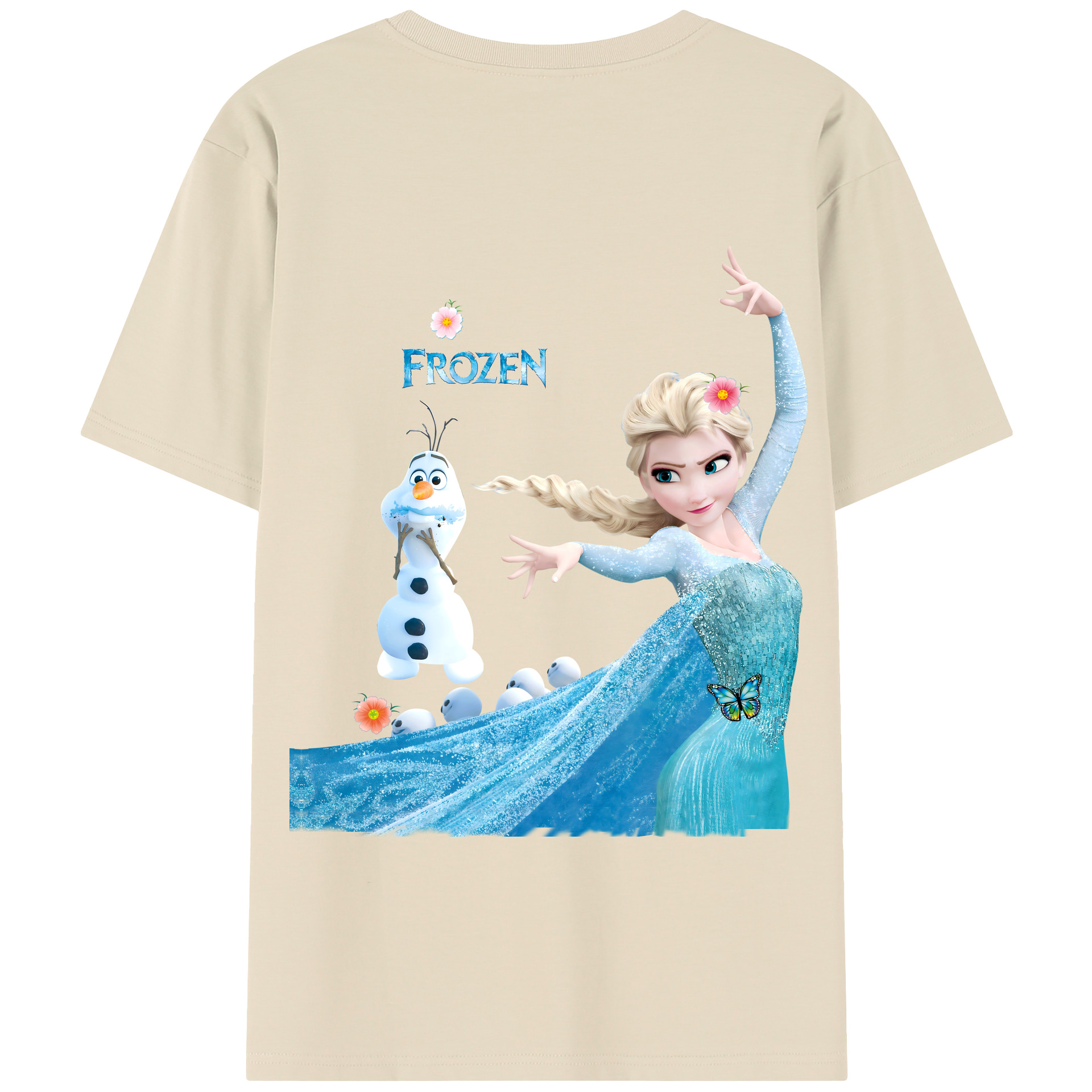（画像用） アナと雪の女王 アンナ エルサ Frozen Anna Elsa 綿100％半袖Tシャツ（背面プリント）