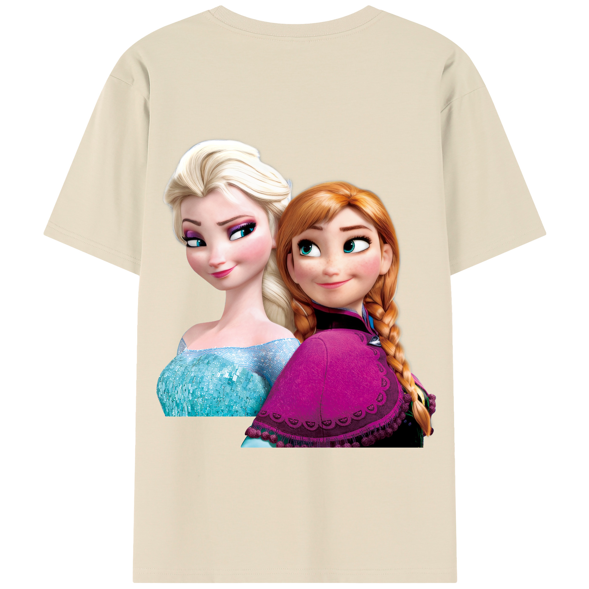 （画像用） アナと雪の女王 アンナ エルサ Frozen Anna Elsa 綿100％半袖Tシャツ（背面プリント）