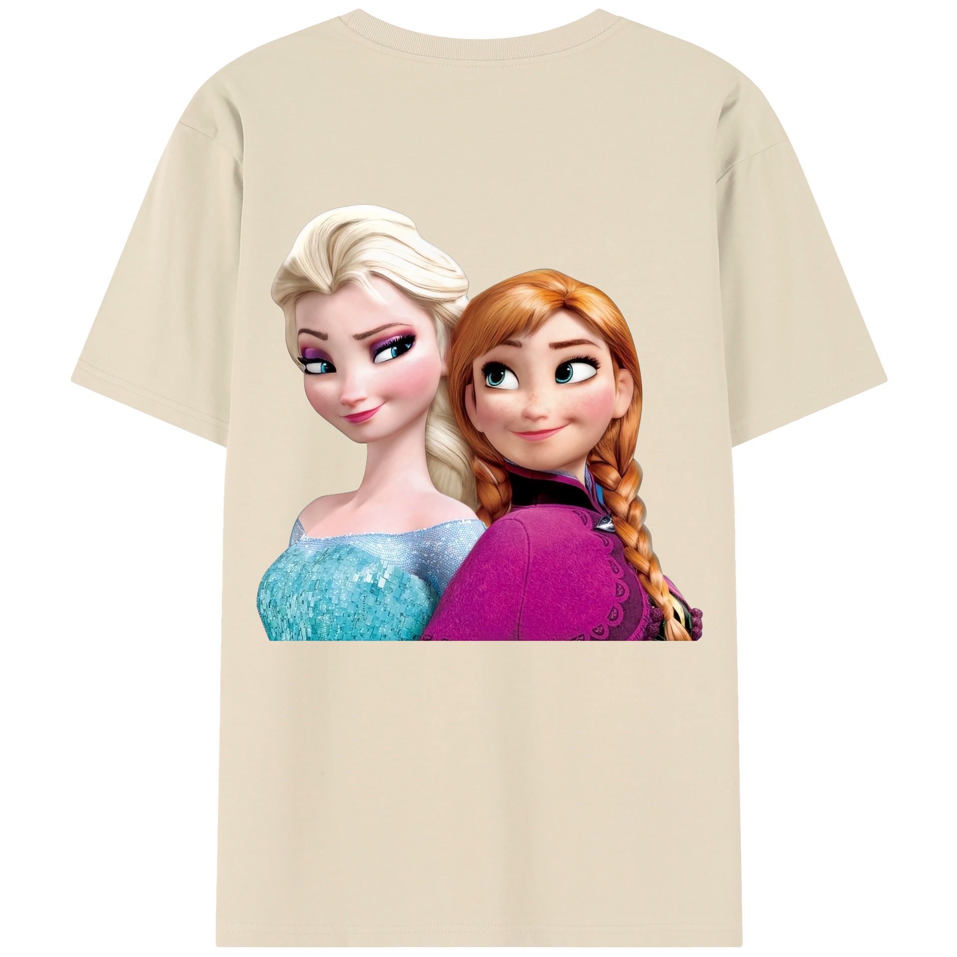 （画像用） アナと雪の女王 アンナ エルサ Frozen Anna Elsa 綿100％半袖Tシャツ（背面プリント）