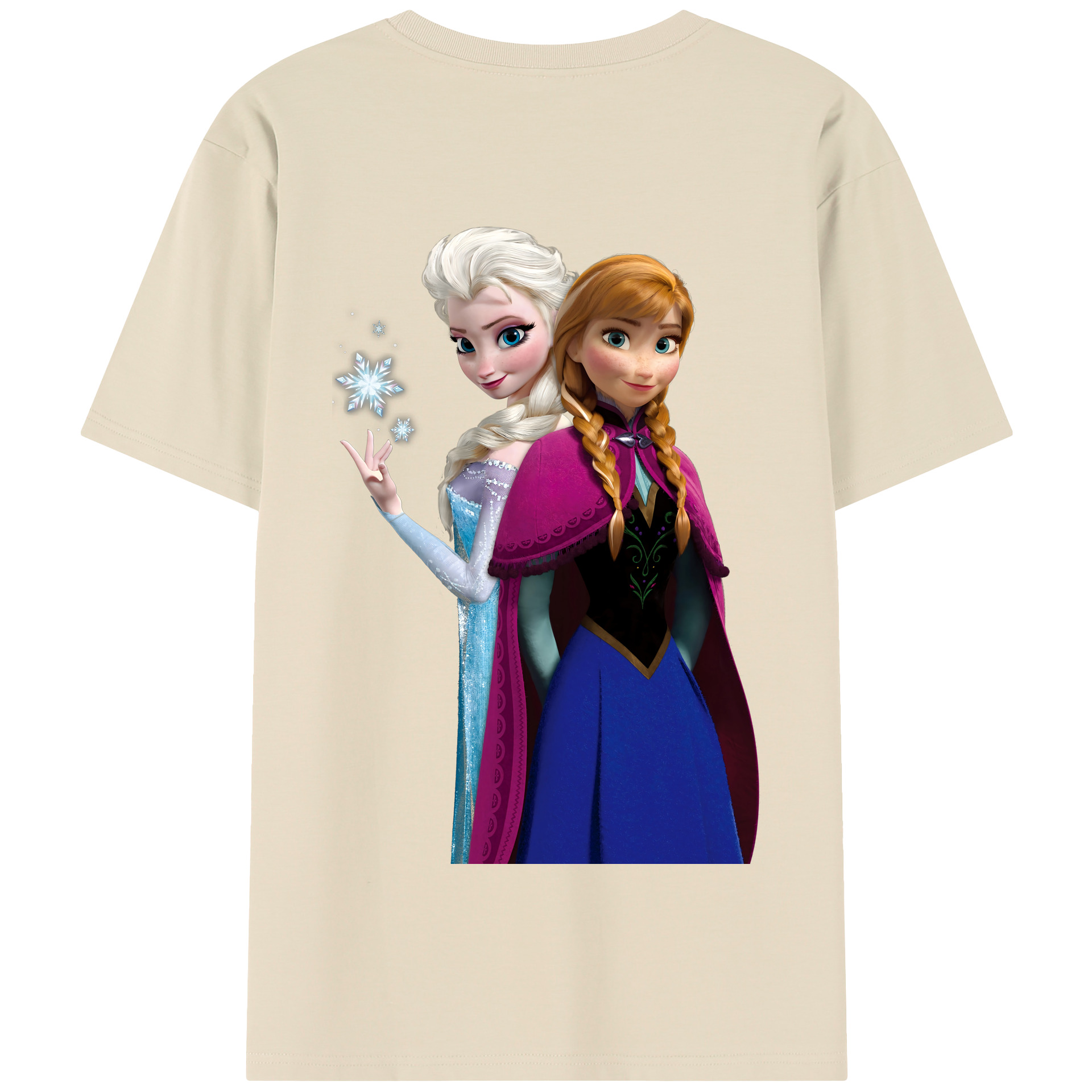（画像用） アナと雪の女王 アンナ エルサ Frozen Anna Elsa 綿100％半袖Tシャツ（背面プリント）