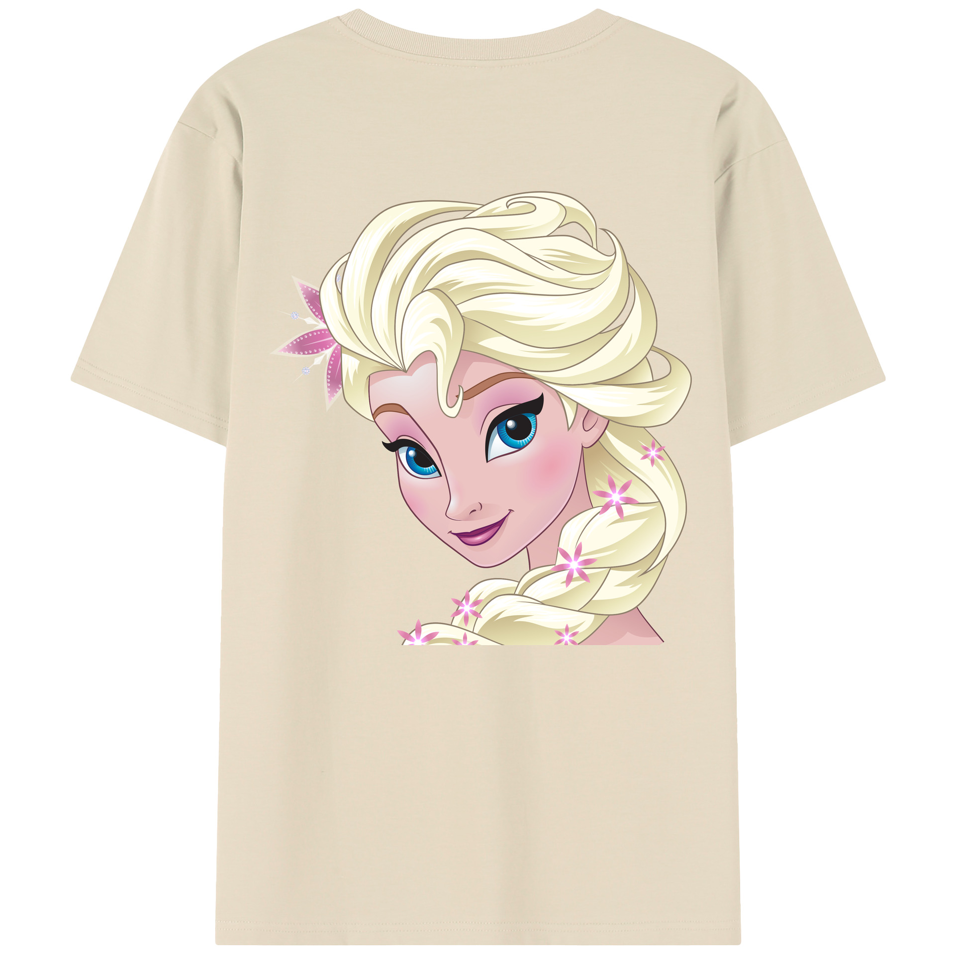 （画像用） アナと雪の女王 アンナ エルサ Frozen Anna Elsa 綿100％半袖Tシャツ（背面プリント）
