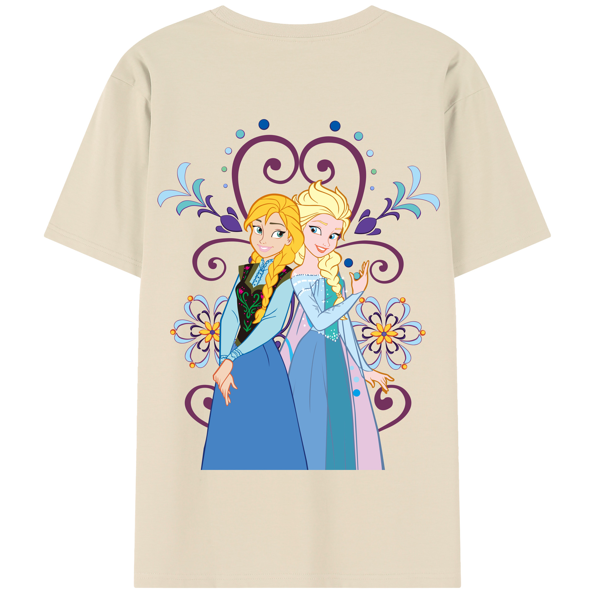 （画像用） アナと雪の女王 アンナ エルサ Frozen Anna Elsa 綿100％半袖Tシャツ（背面プリント）