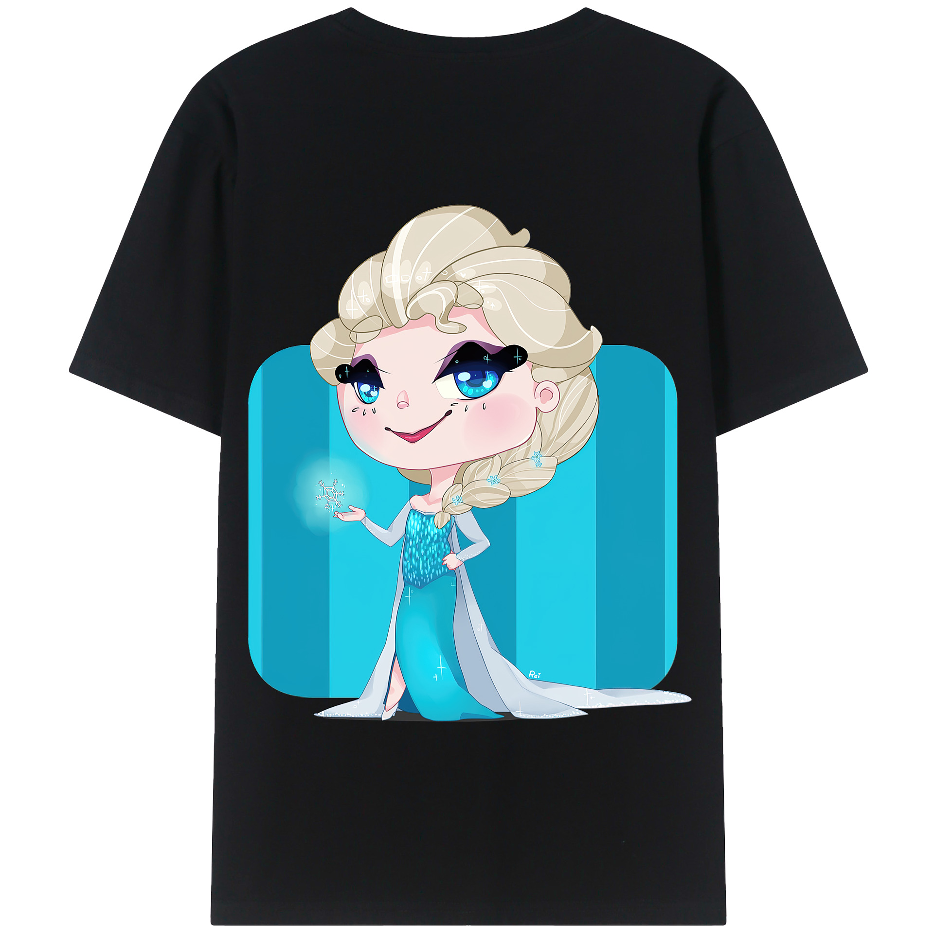 （画像用） アナと雪の女王 アンナ エルサ Frozen Anna Elsa 綿100％半袖Tシャツ（背面プリント）