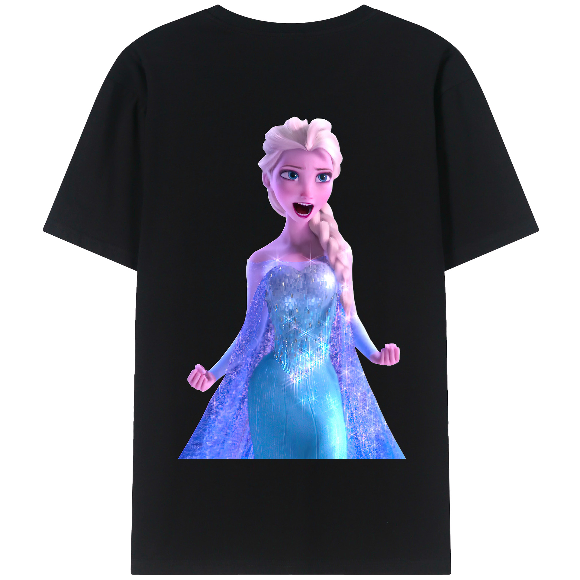 （画像用） アナと雪の女王 アンナ エルサ Frozen Anna Elsa 綿100％半袖Tシャツ（背面プリント）