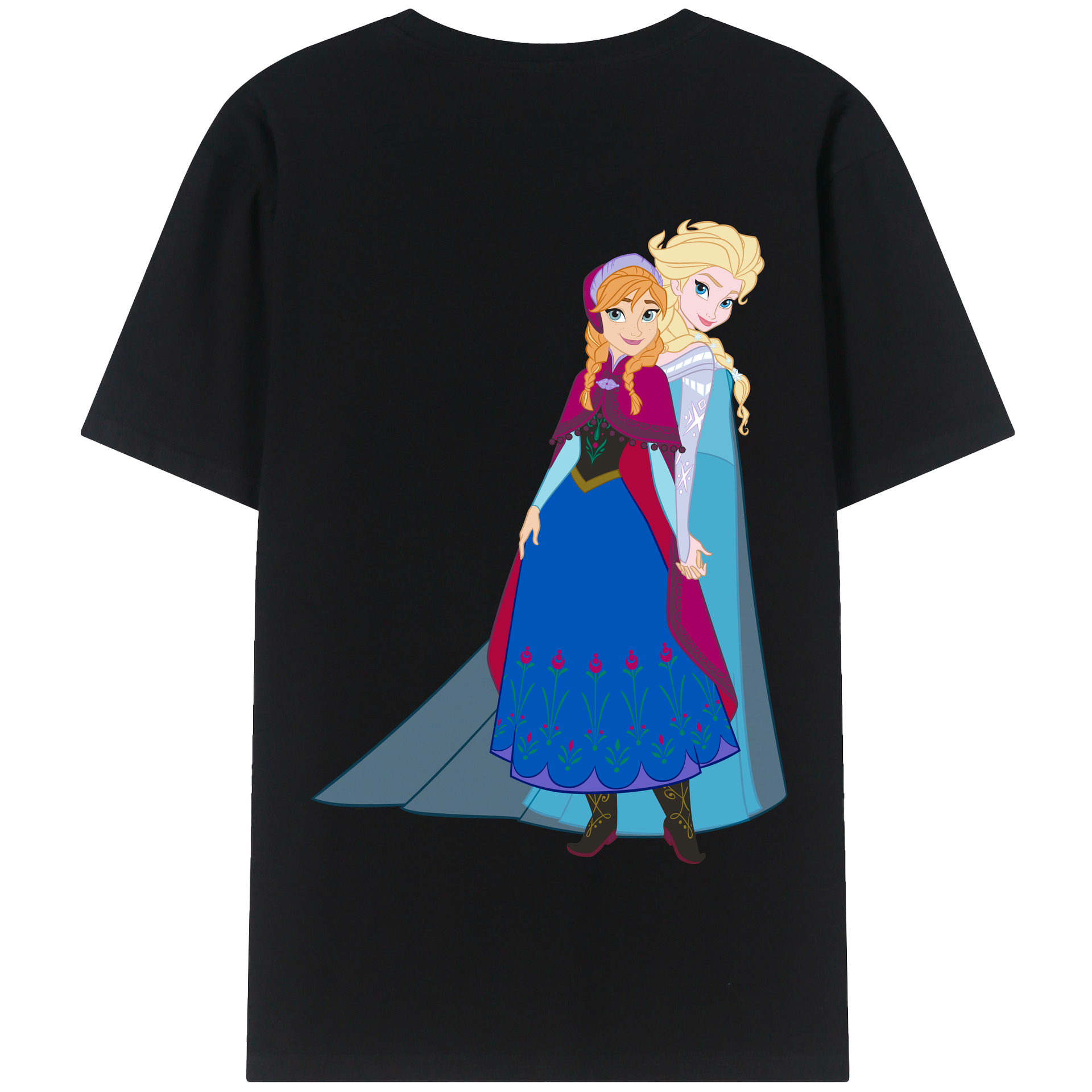 （画像用） アナと雪の女王 アンナ エルサ Frozen Anna Elsa 綿100％半袖Tシャツ（背面プリント）