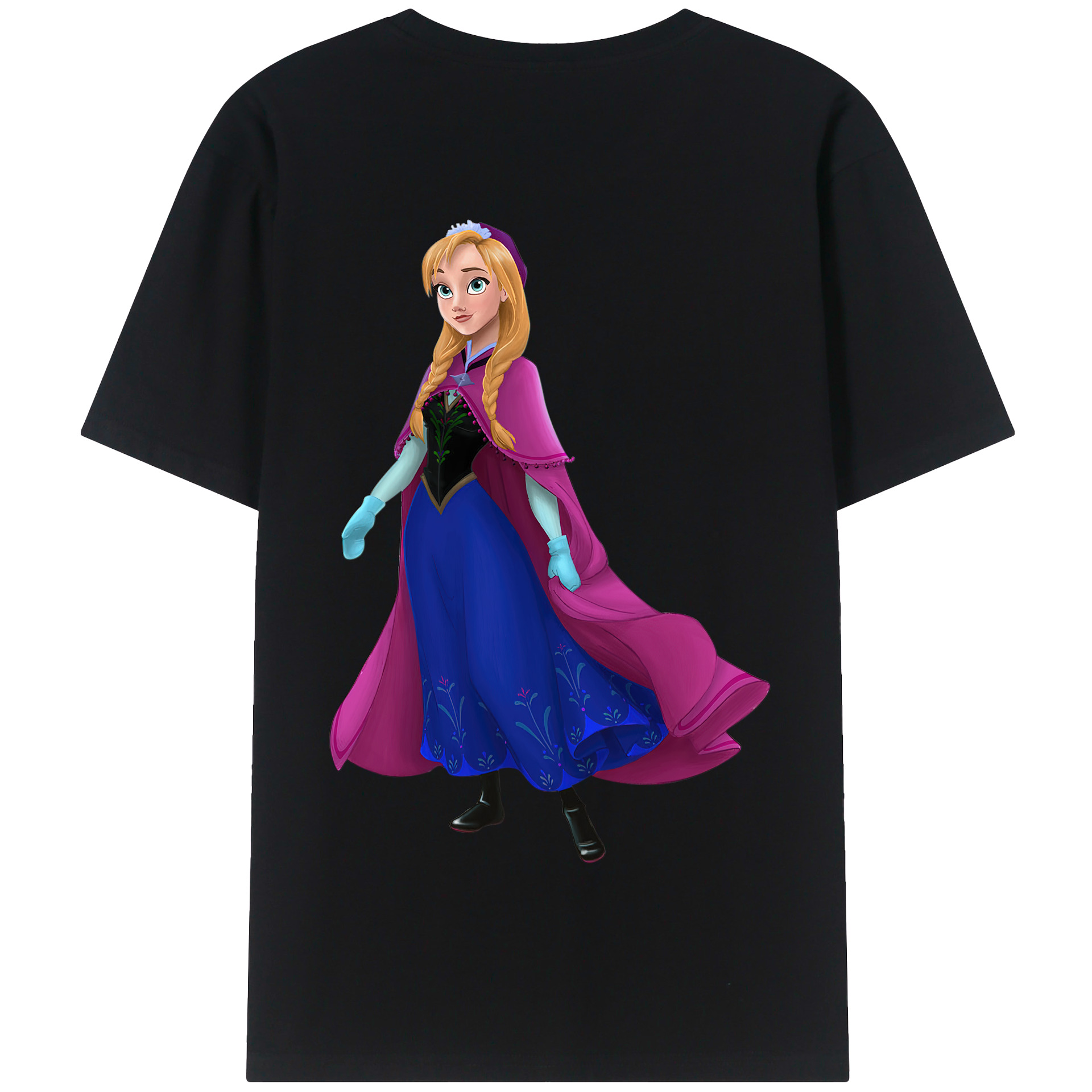 （画像用） アナと雪の女王 アンナ エルサ Frozen Anna Elsa 綿100％半袖Tシャツ（背面プリント）