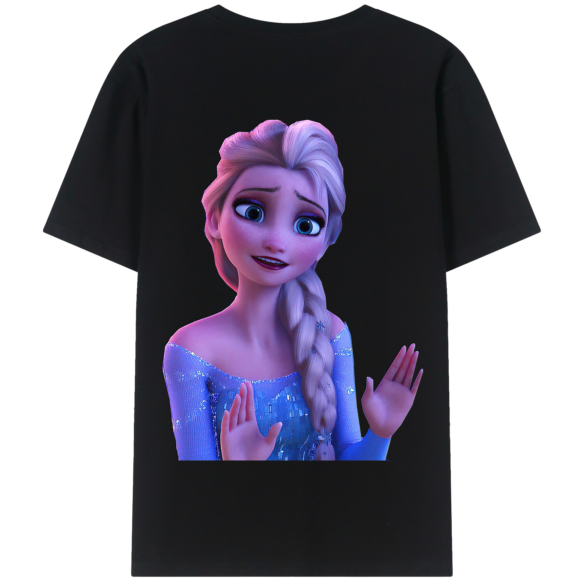 （画像用） アナと雪の女王 アンナ エルサ Frozen Anna Elsa 綿100％半袖Tシャツ（背面プリント）