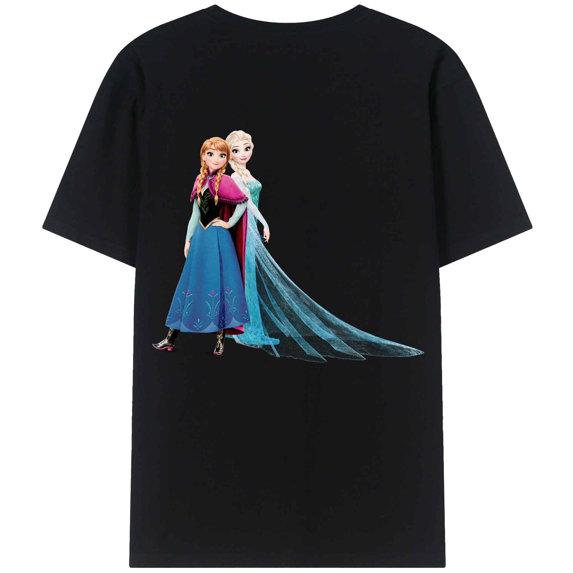 （画像用） アナと雪の女王 アンナ エルサ Frozen Anna Elsa 綿100％半袖Tシャツ（背面プリント）