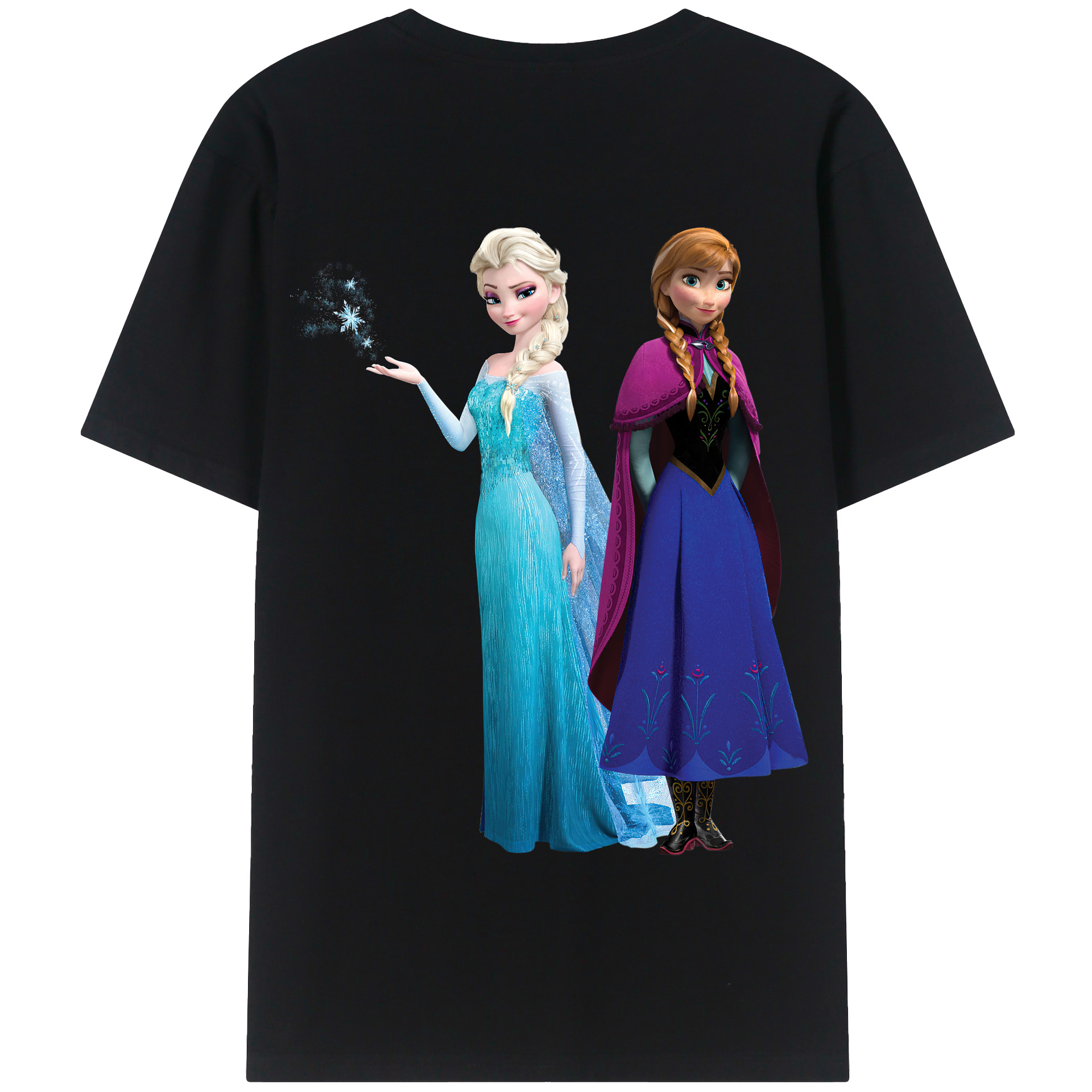 （画像用） アナと雪の女王 アンナ エルサ Frozen Anna Elsa 綿100％半袖Tシャツ（背面プリント）