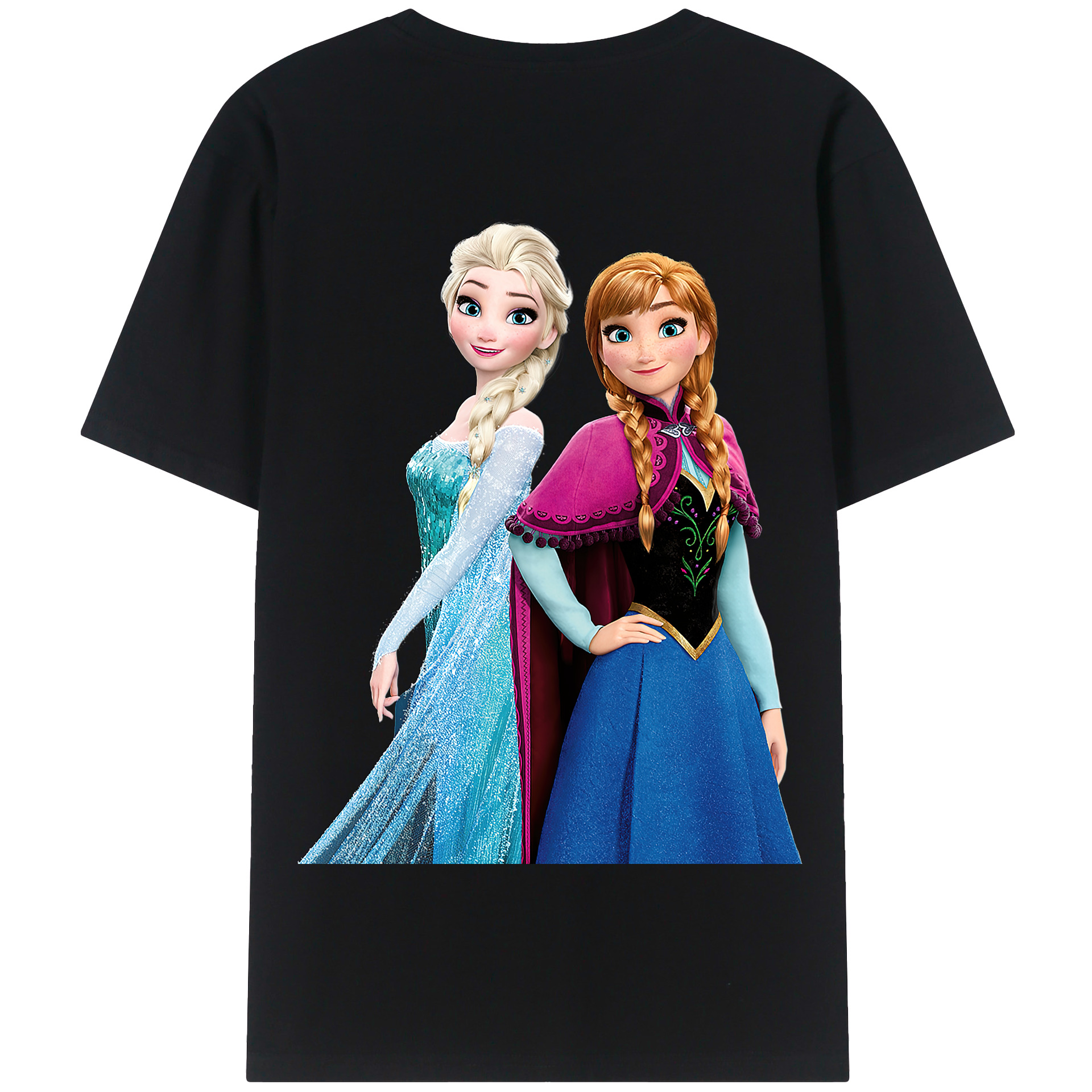 （画像用） アナと雪の女王 アンナ エルサ Frozen Anna Elsa 綿100％半袖Tシャツ（背面プリント）