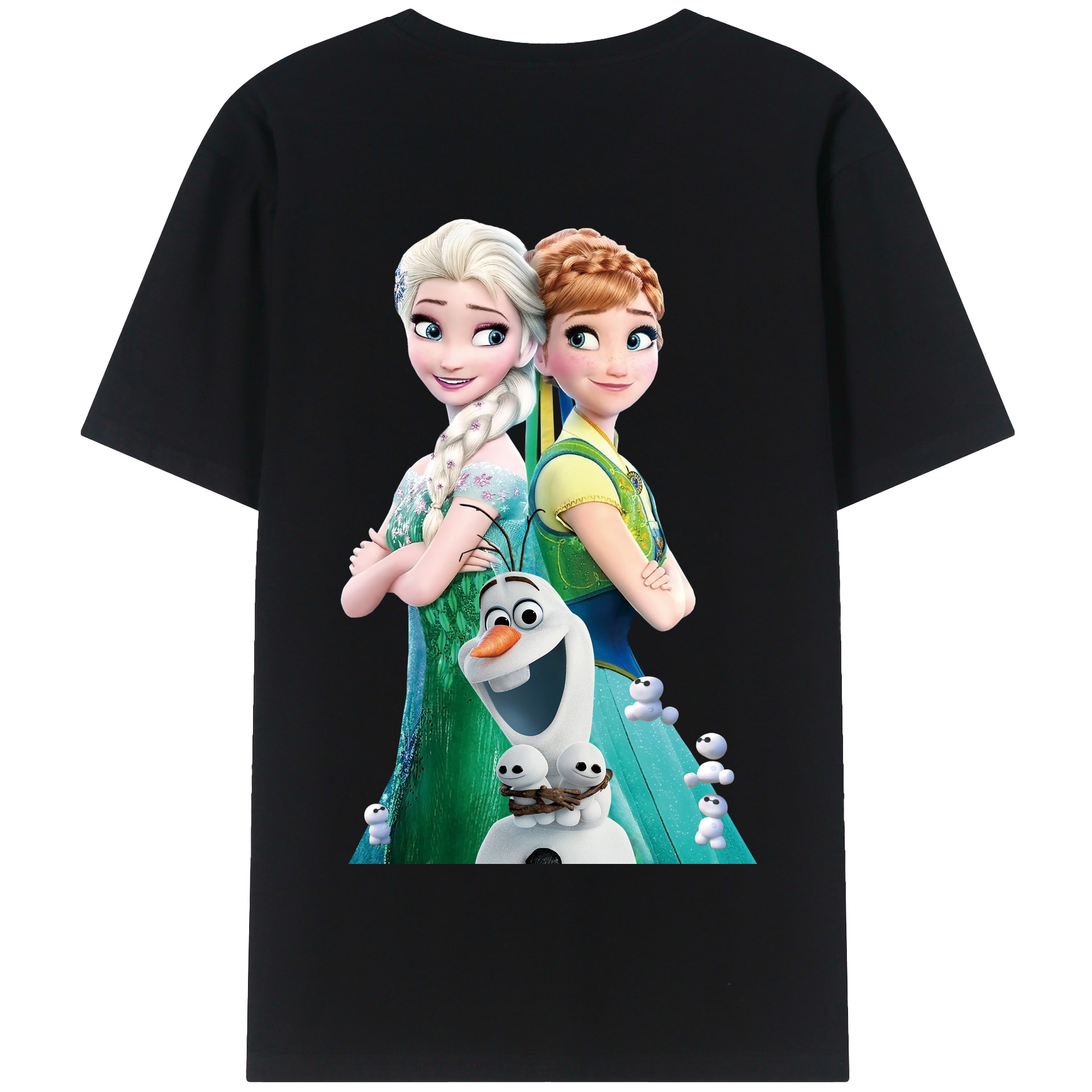 （画像用） アナと雪の女王 アンナ エルサ Frozen Anna Elsa 綿100％半袖Tシャツ（背面プリント）