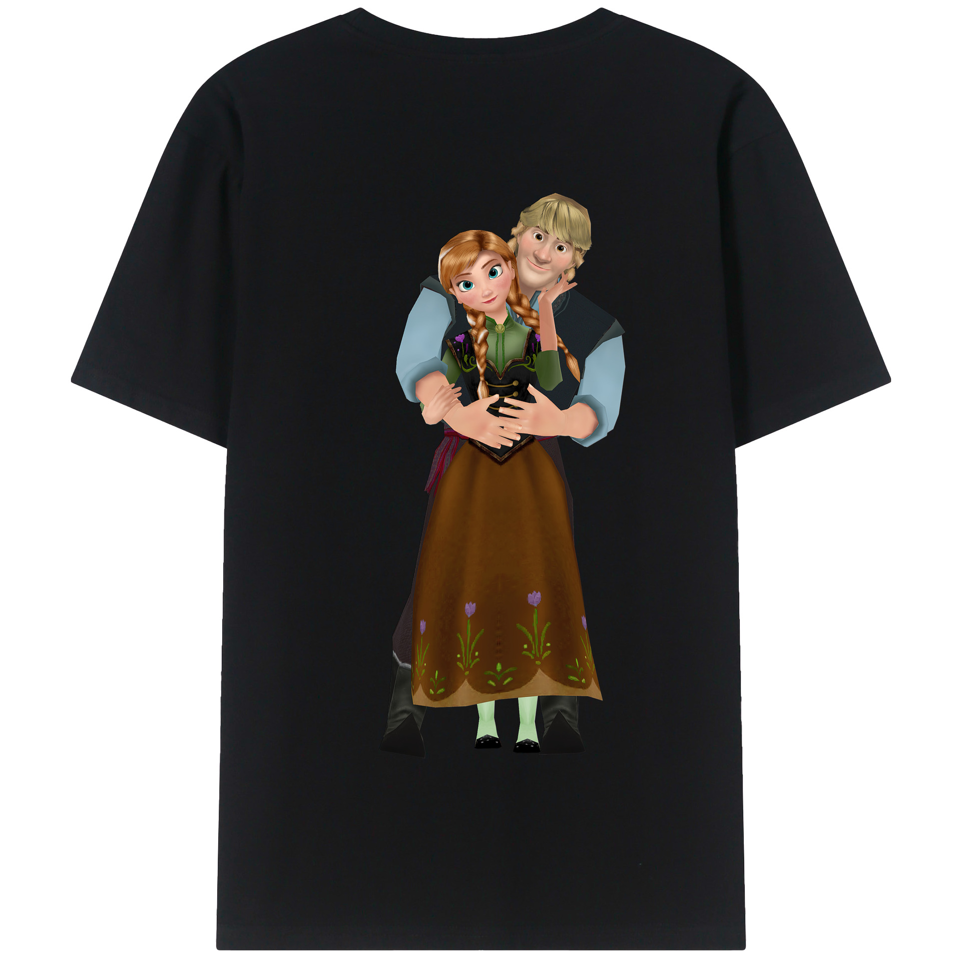 （画像用） アナと雪の女王 アンナ エルサ Frozen Anna Elsa 綿100％半袖Tシャツ（背面プリント）