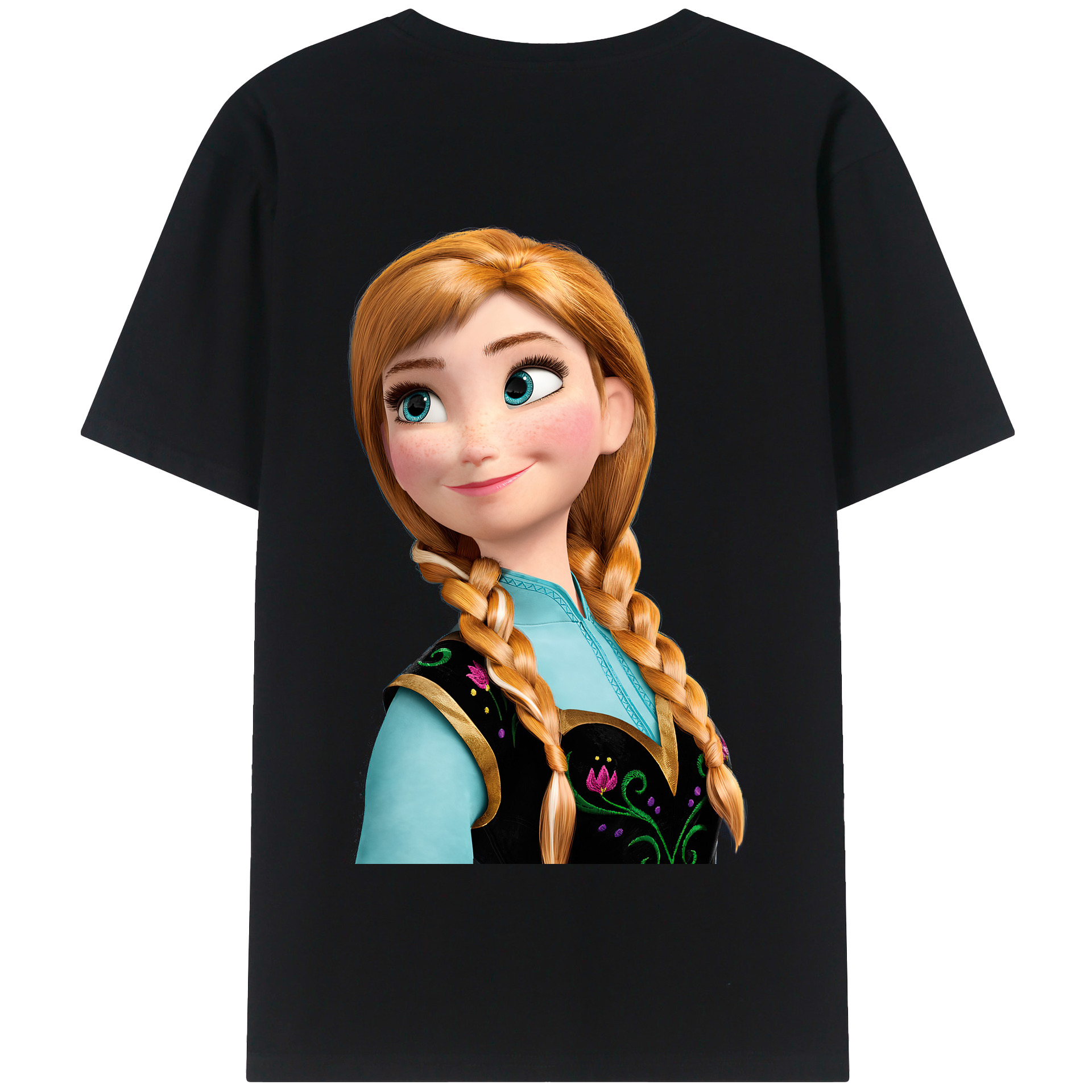 （画像用） アナと雪の女王 アンナ エルサ Frozen Anna Elsa 綿100％半袖Tシャツ（背面プリント）