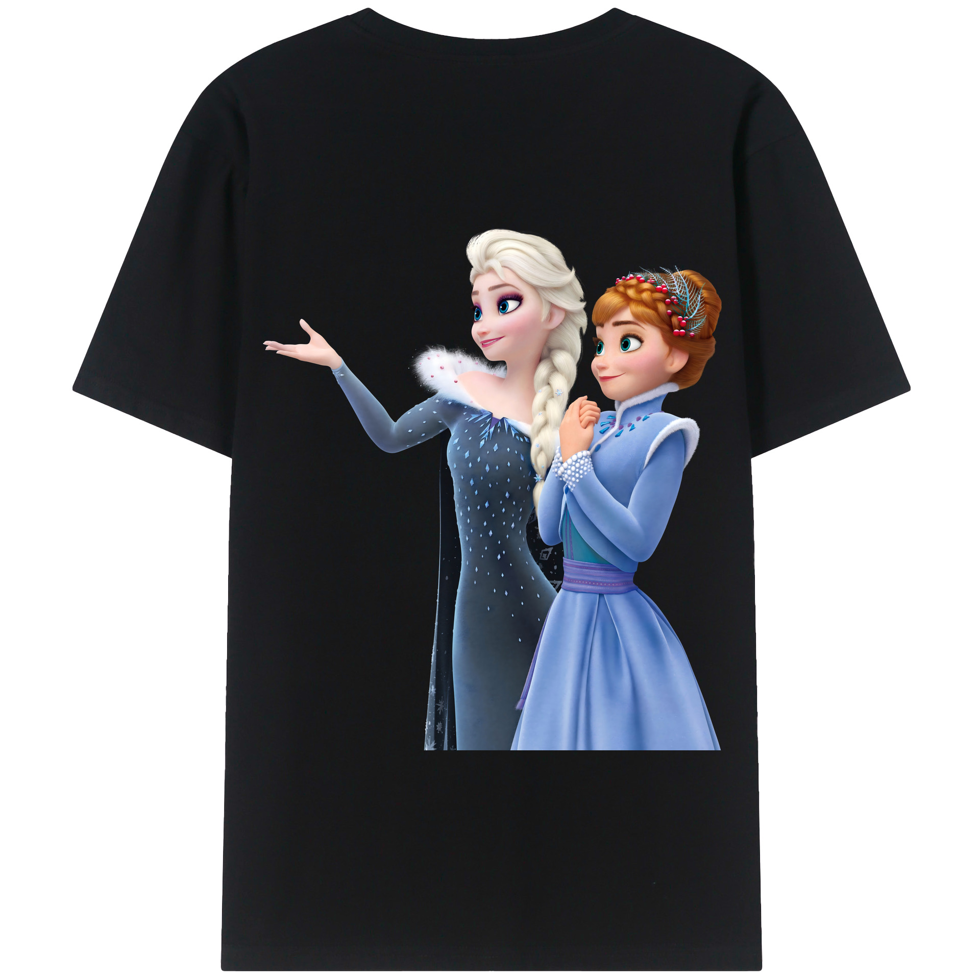 （画像用） アナと雪の女王 アンナ エルサ Frozen Anna Elsa 綿100％半袖Tシャツ（背面プリント）