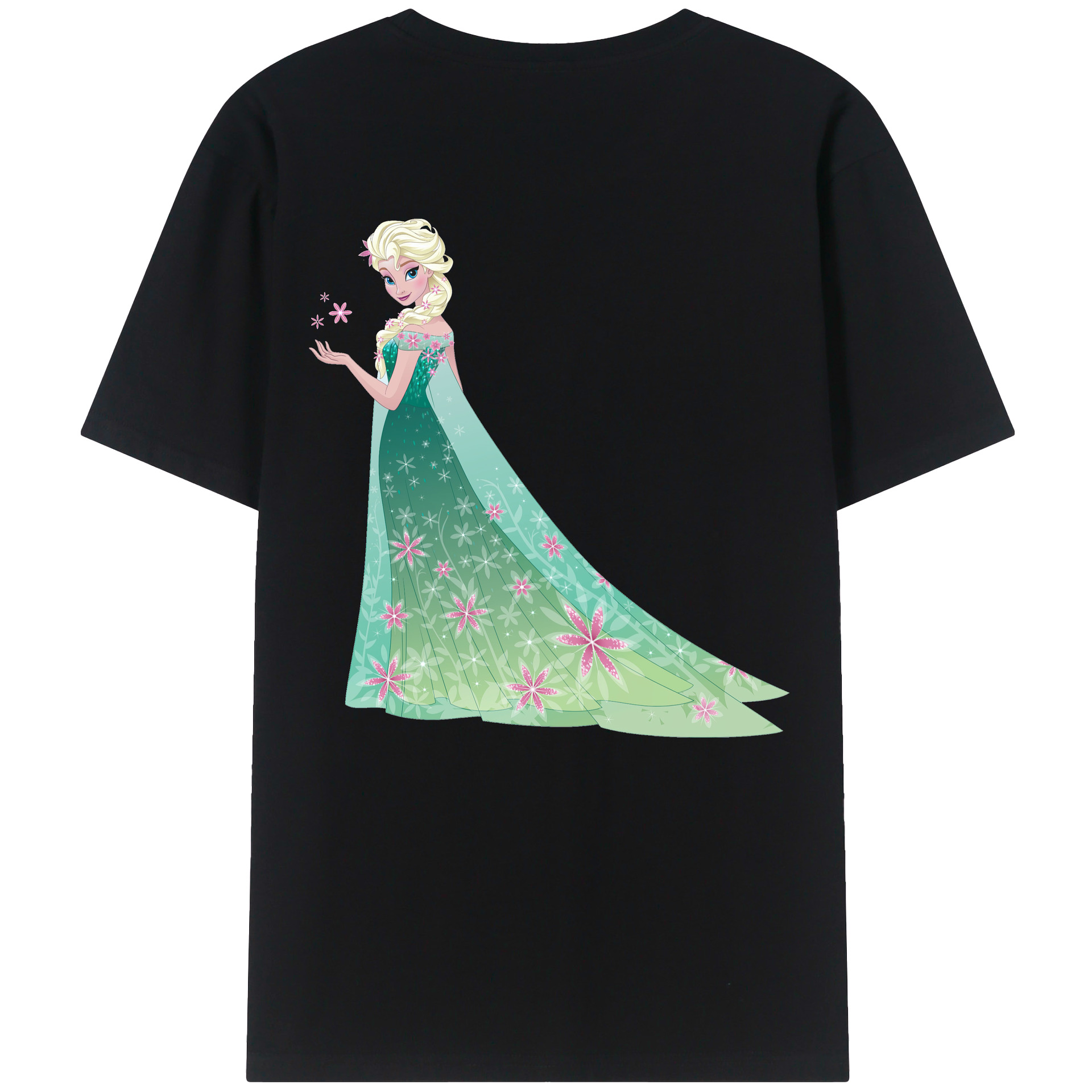 （画像用） アナと雪の女王 アンナ エルサ Frozen Anna Elsa 綿100％半袖Tシャツ（背面プリント）