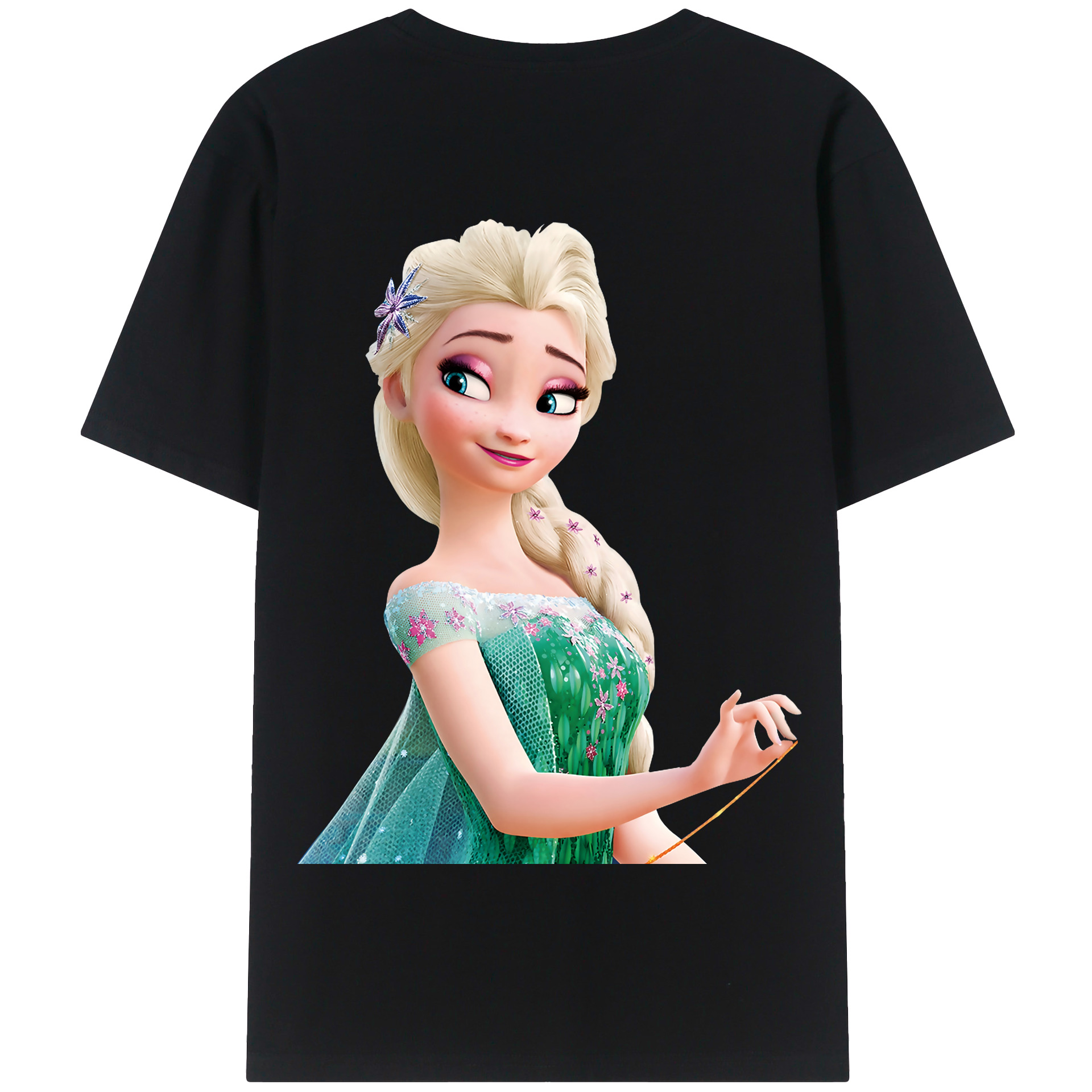 （画像用） アナと雪の女王 アンナ エルサ Frozen Anna Elsa 綿100％半袖Tシャツ（背面プリント）
