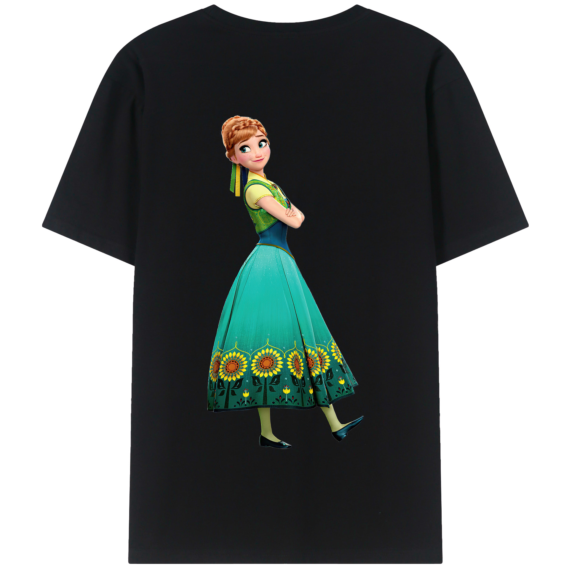 （画像用） アナと雪の女王 アンナ エルサ Frozen Anna Elsa 綿100％半袖Tシャツ（背面プリント）