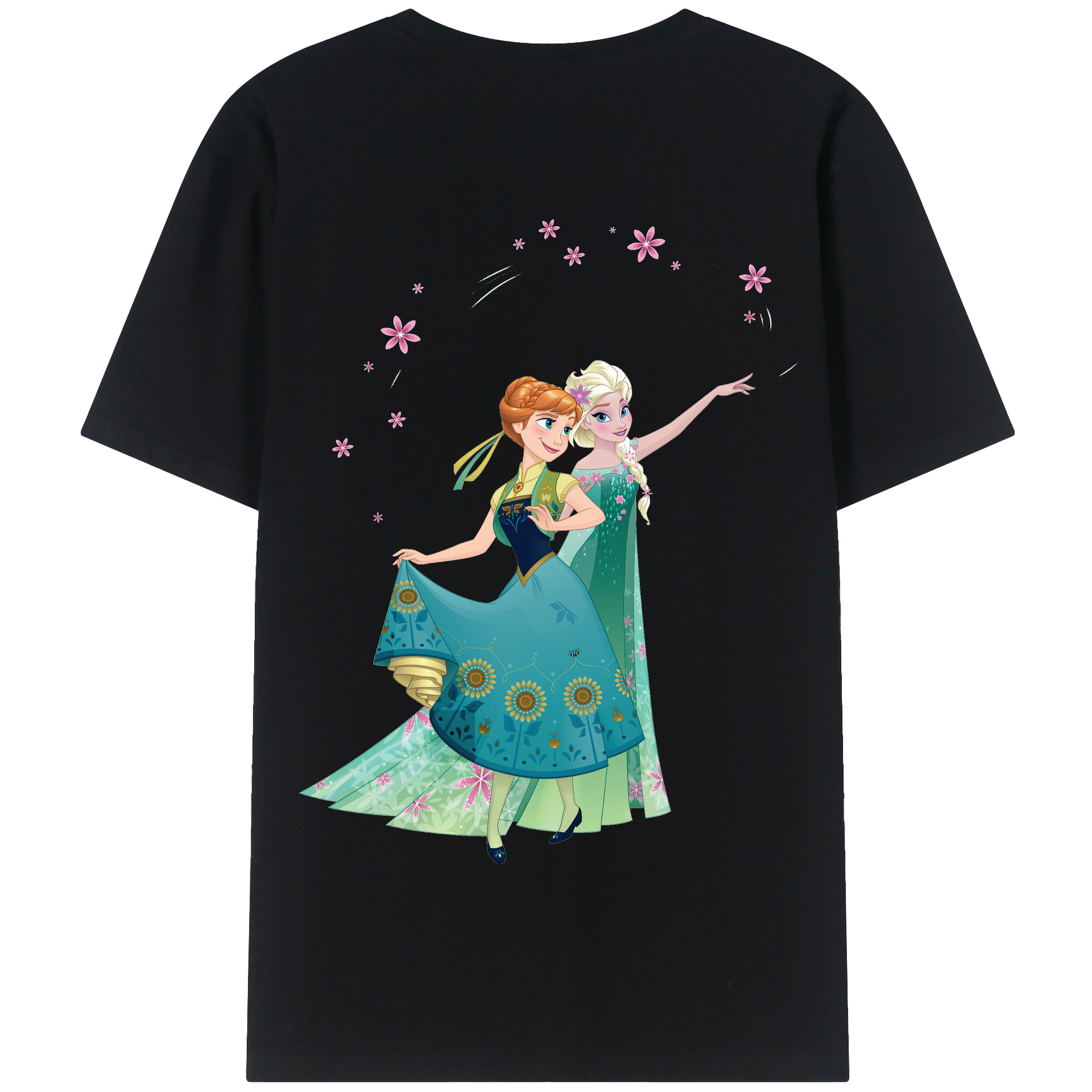 （画像用） アナと雪の女王 アンナ エルサ Frozen Anna Elsa 綿100％半袖Tシャツ（背面プリント）