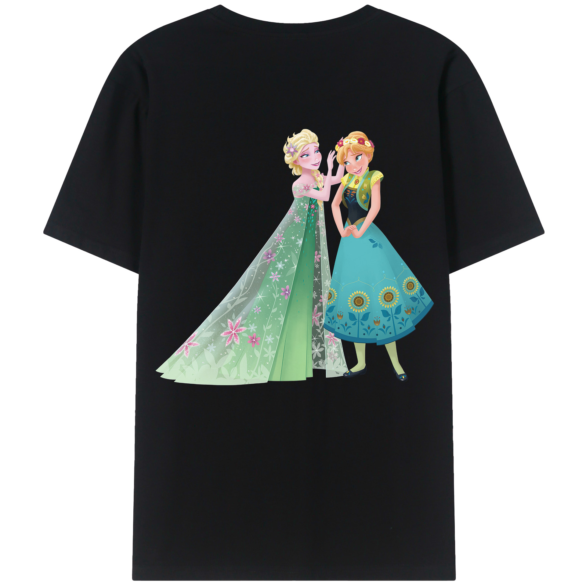 （画像用） アナと雪の女王 アンナ エルサ Frozen Anna Elsa 綿100％半袖Tシャツ（背面プリント）