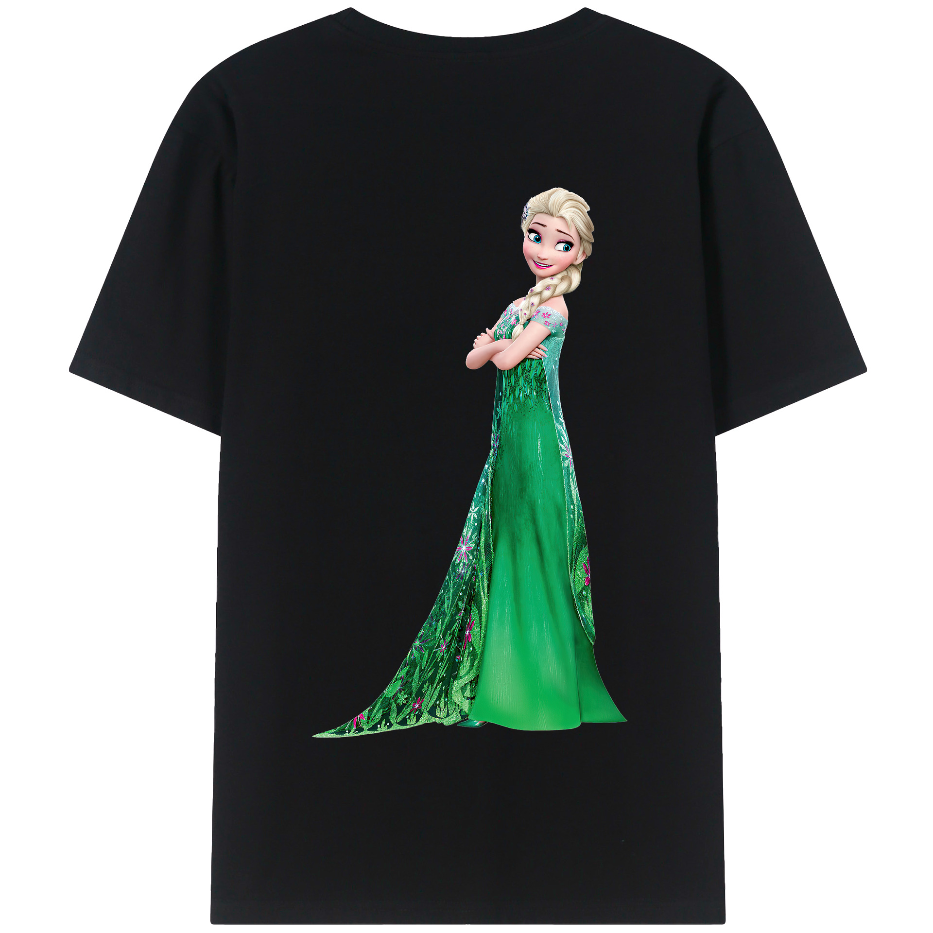 （画像用） アナと雪の女王 アンナ エルサ Frozen Anna Elsa 綿100％半袖Tシャツ（背面プリント）