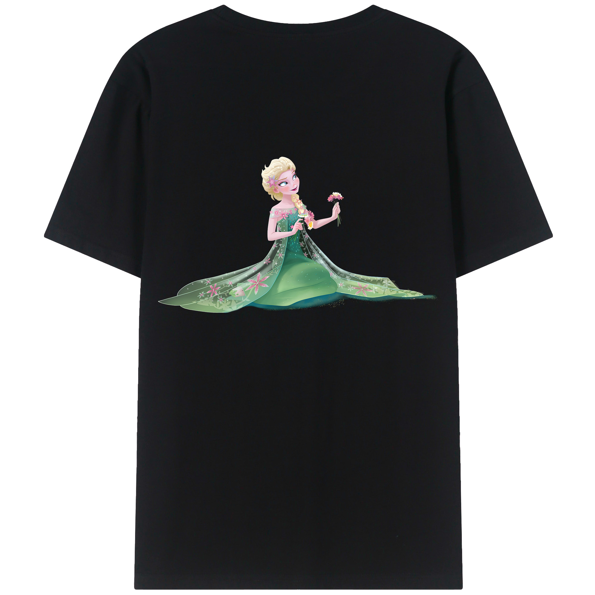 （画像用） アナと雪の女王 アンナ エルサ Frozen Anna Elsa 綿100％半袖Tシャツ（背面プリント）