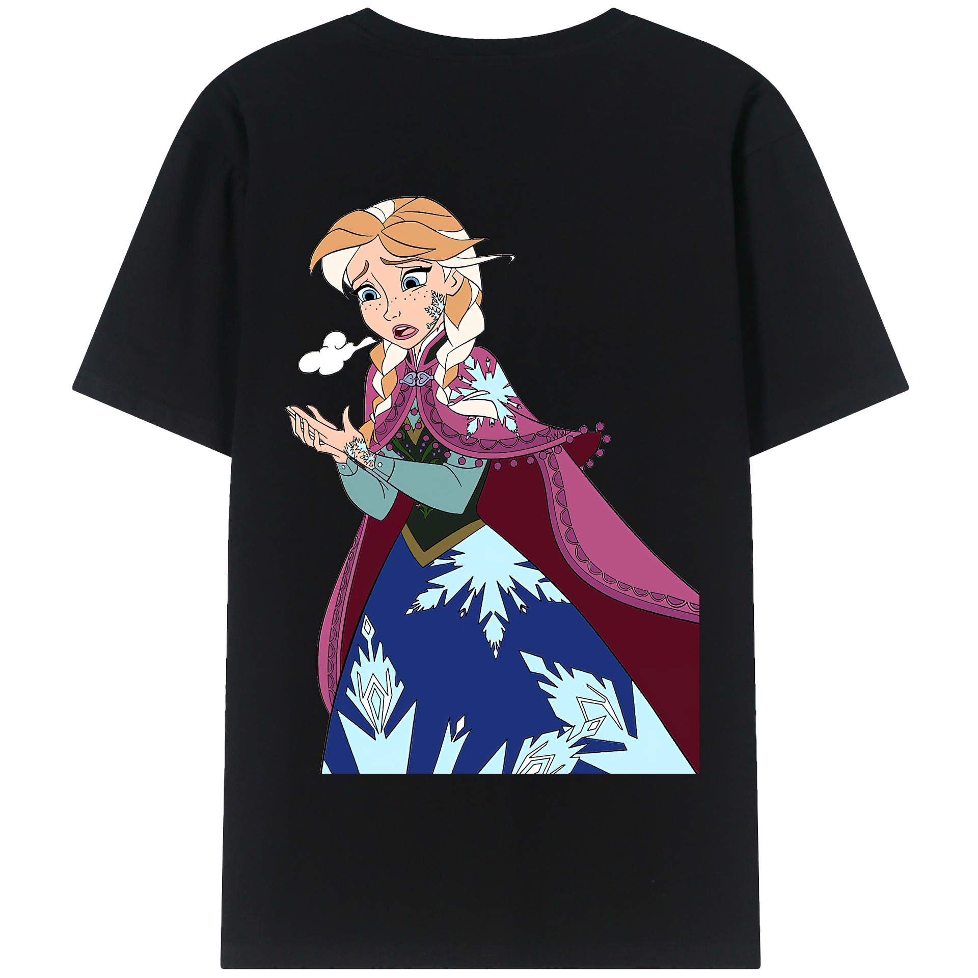 （画像用） アナと雪の女王 アンナ エルサ Frozen Anna Elsa 綿100％半袖Tシャツ（背面プリント）