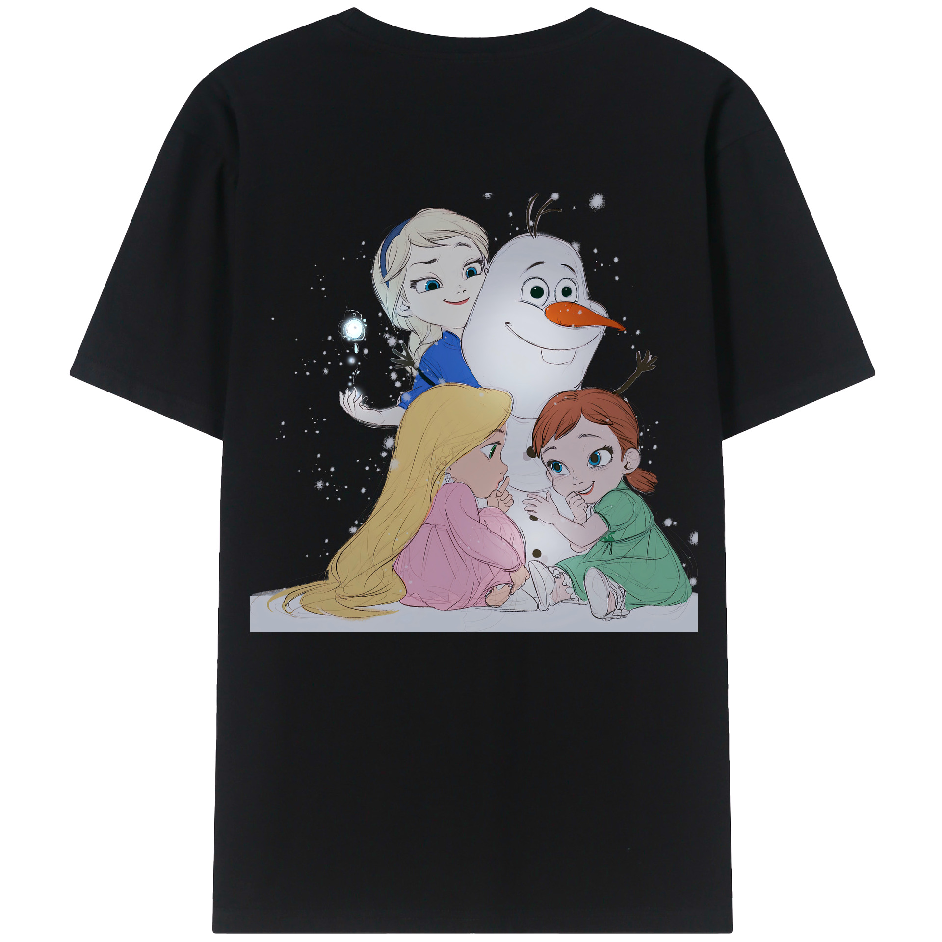 （画像用） アナと雪の女王 アンナ エルサ Frozen Anna Elsa 綿100％半袖Tシャツ（背面プリント）