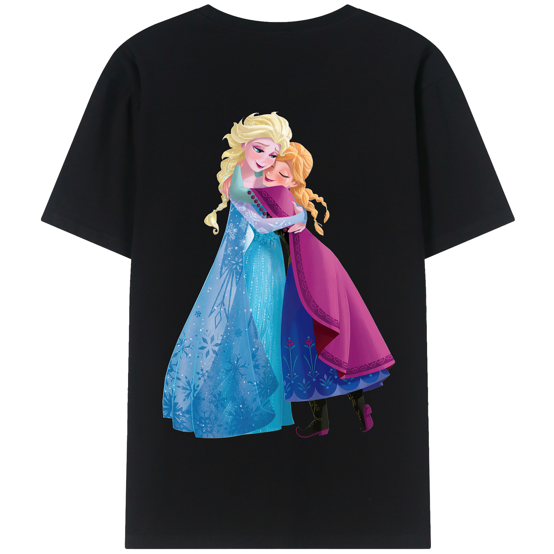 （画像用） アナと雪の女王 アンナ エルサ Frozen Anna Elsa 綿100％半袖Tシャツ（背面プリント）