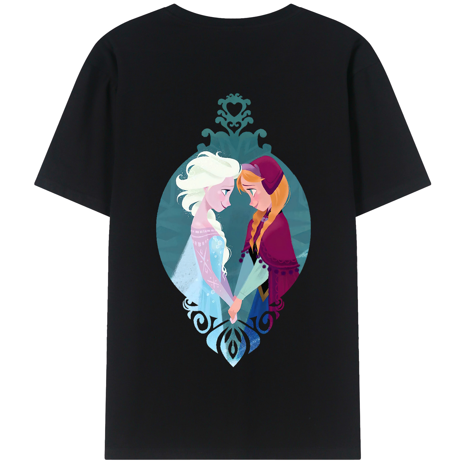（画像用） アナと雪の女王 アンナ エルサ Frozen Anna Elsa 綿100％半袖Tシャツ（背面プリント）
