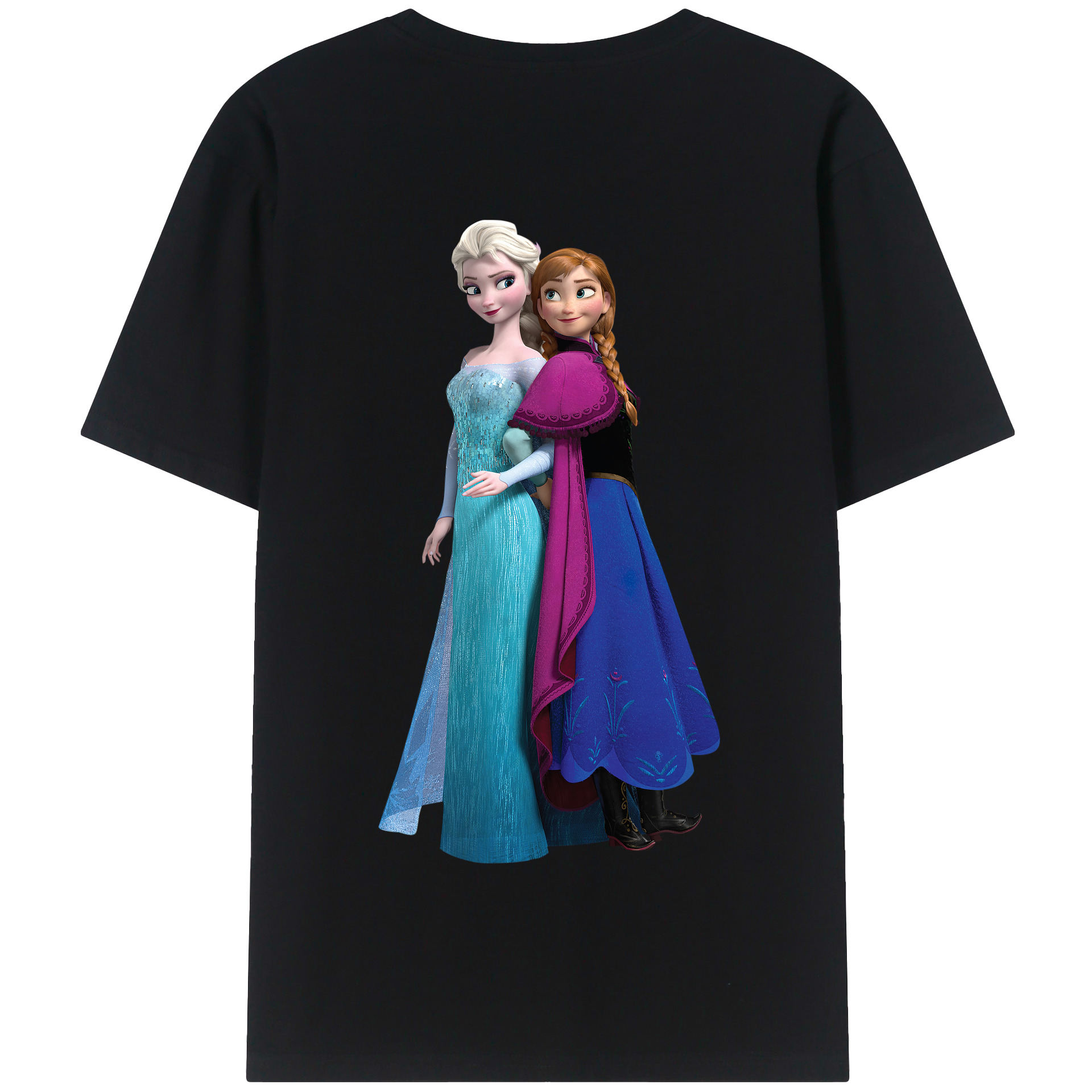 （画像用） アナと雪の女王 アンナ エルサ Frozen Anna Elsa 綿100％半袖Tシャツ（背面プリント）